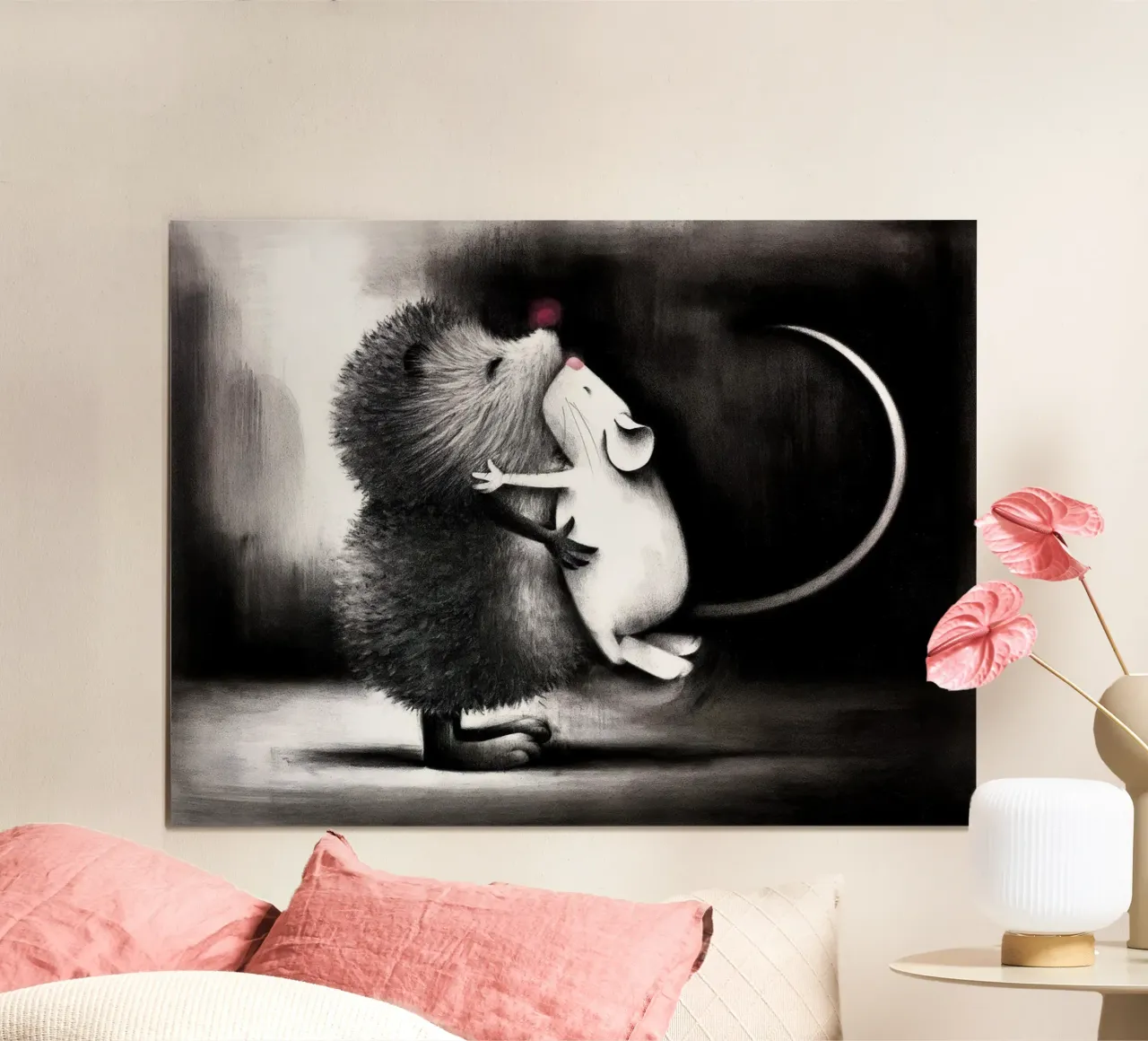 Abbracci alla siepe Doug Hyde poster con telaio in legno da Hyde Hi