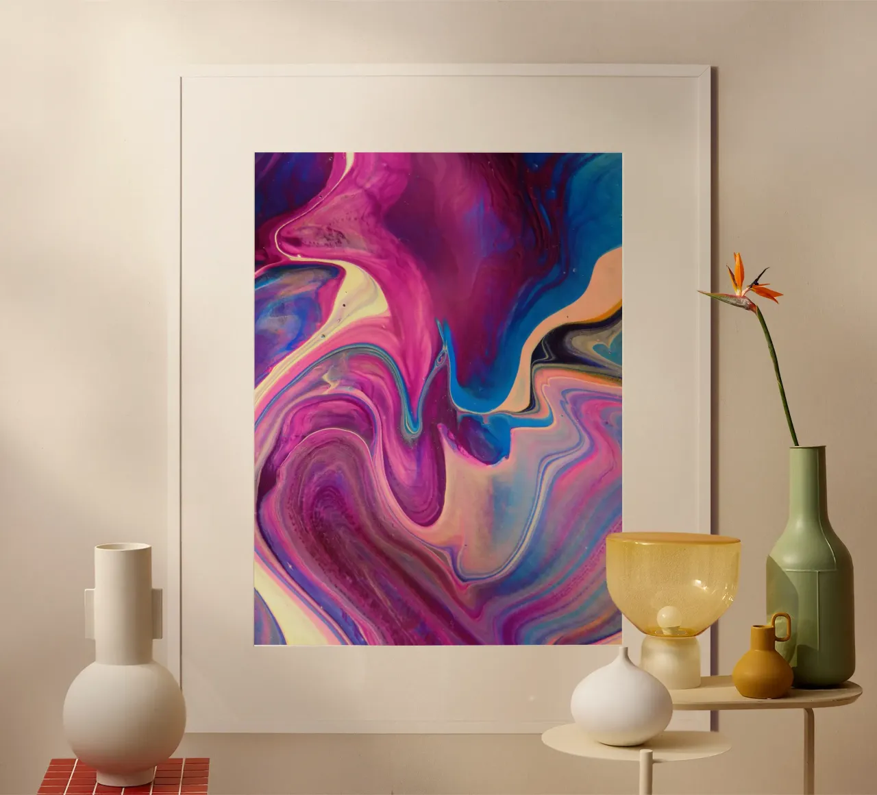 Mostra Rosa poster con telaio in legno da Joshua Holmes