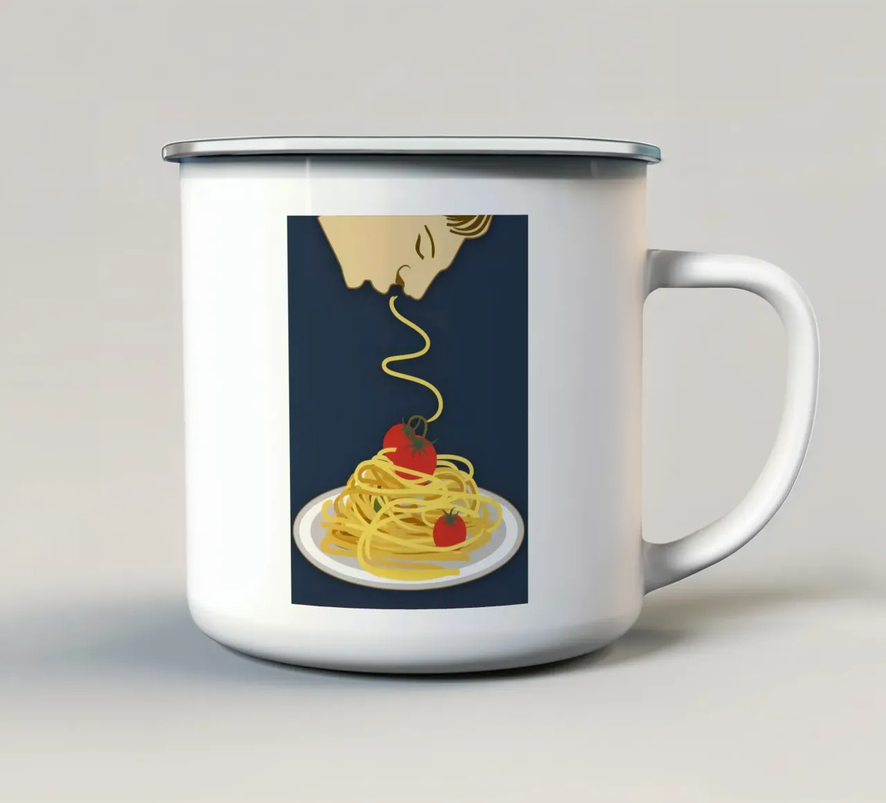 Solitary Spaghetti Serenade tazza in smalto da Nova Glaze