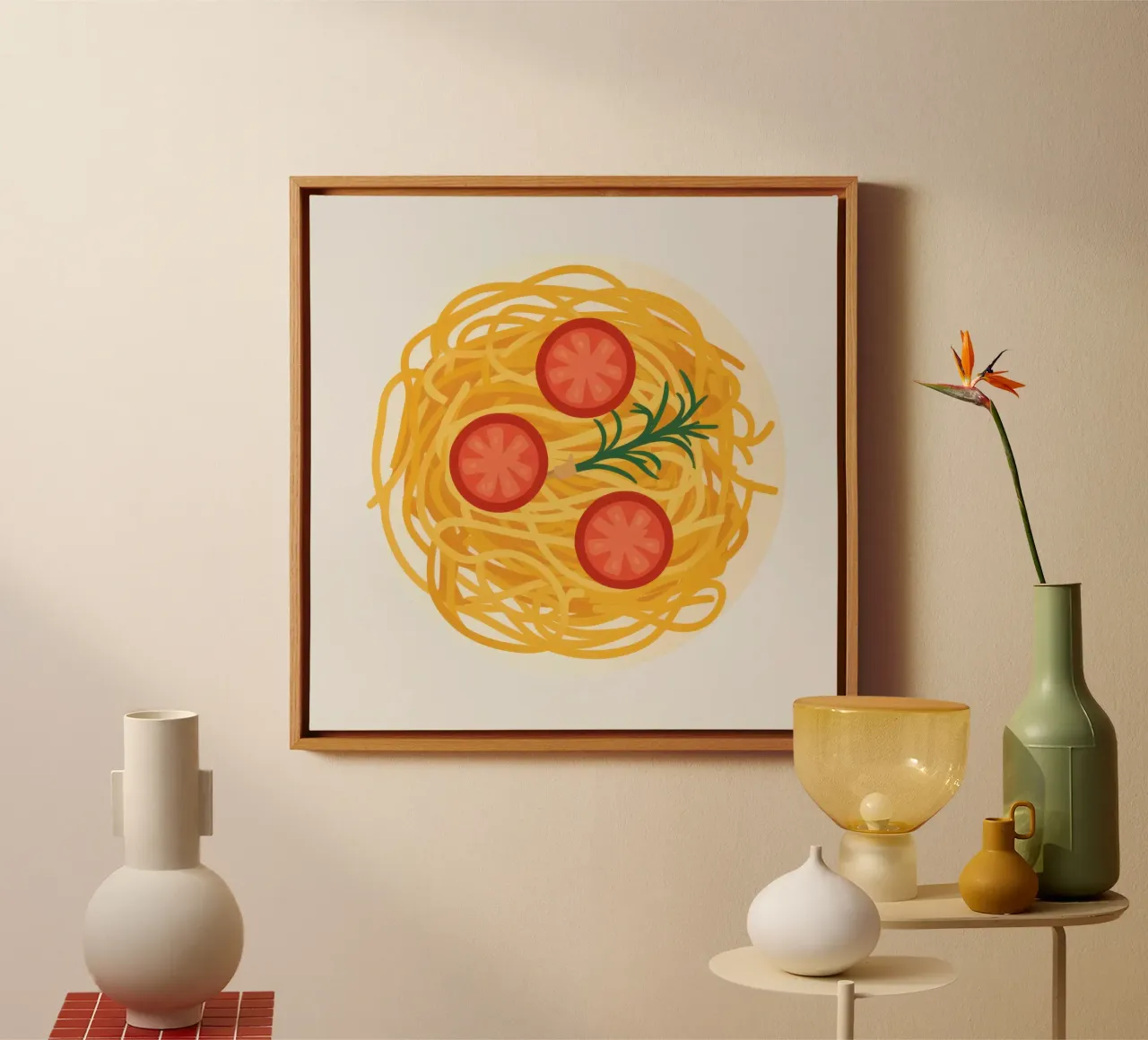 Spaghetti Simplicity Plate tela con Cornice a cassetta da Snow Mist