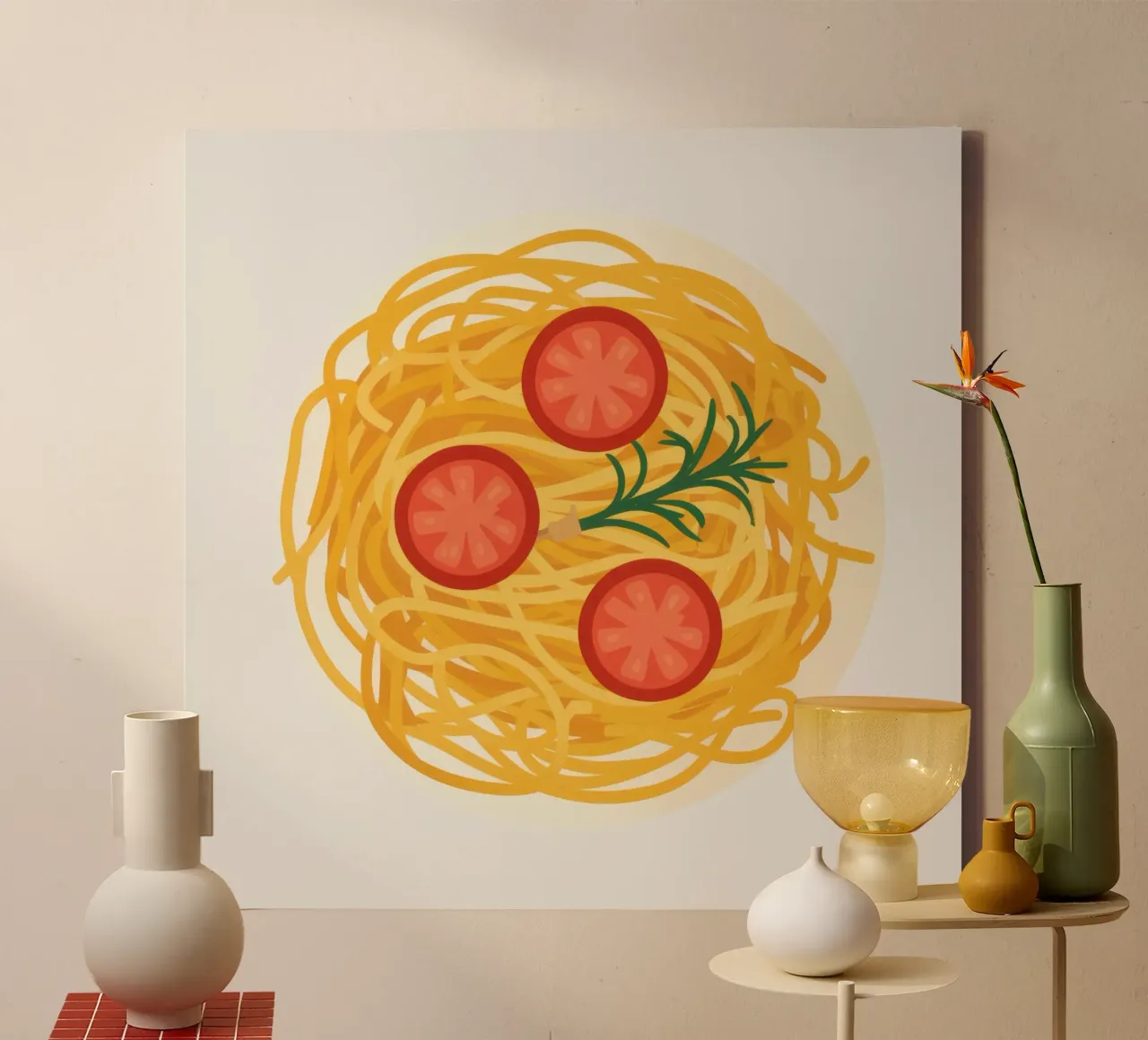 Spaghetti Simplicity Plate tela con Cornice a cassetta da Snow Mist