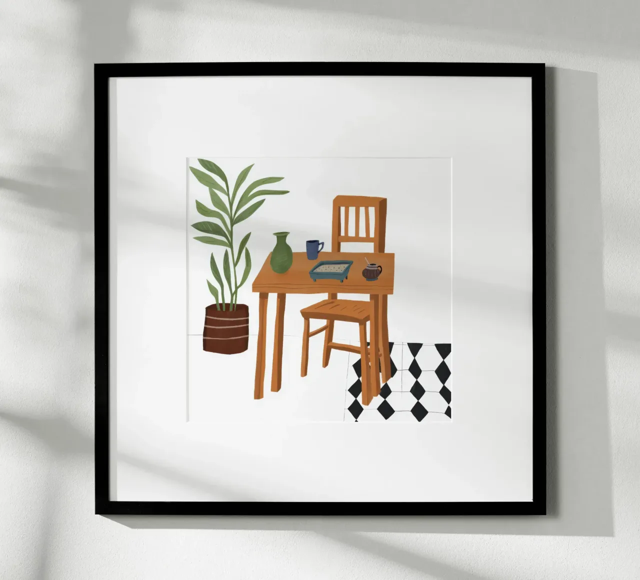 Spazio di lavoro solitario Immobilità poster con telaio in legno da Snow Mist