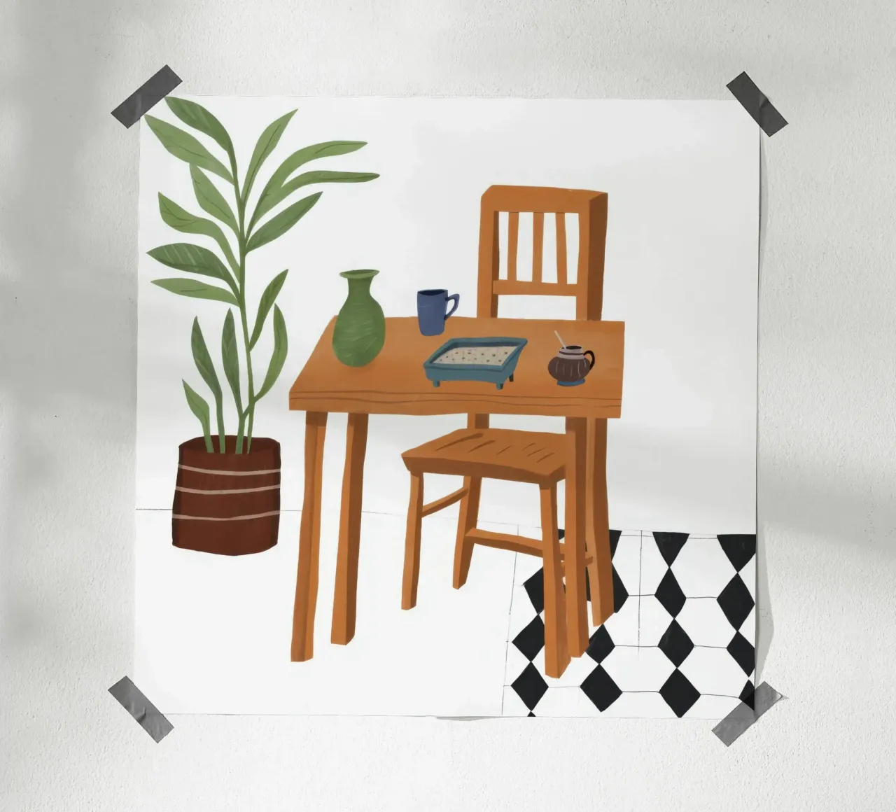 Spazio di lavoro solitario Immobilità poster con telaio in legno da Snow Mist