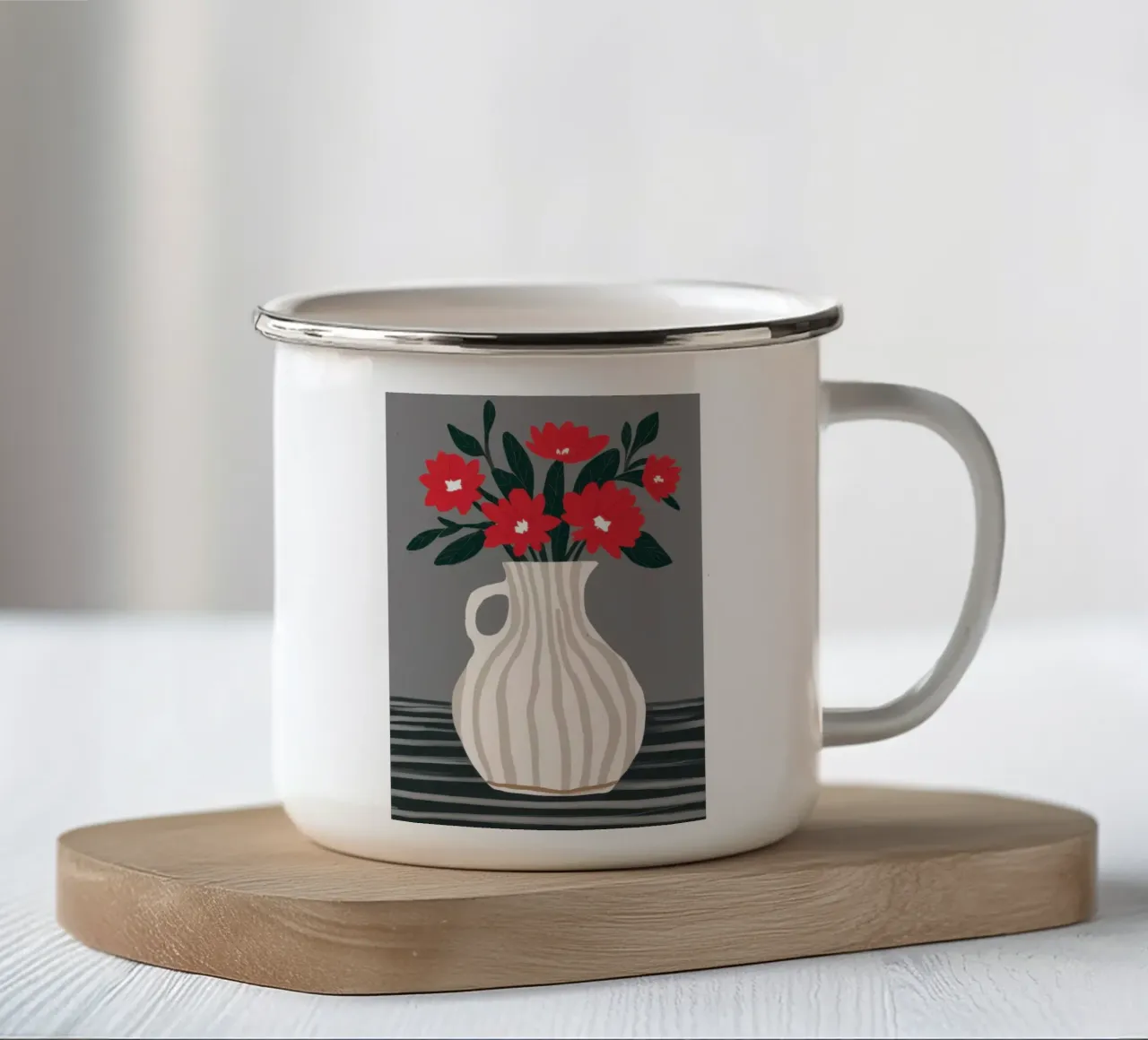 Vaso Crimson Bloom tazza in smalto da Snow Mist
