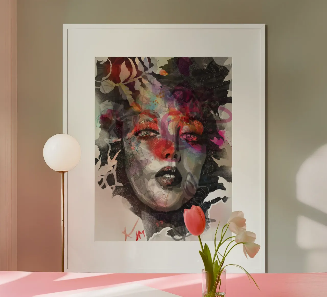 dramma floreale poster con telaio in plastica da Giulio Iurissevich
