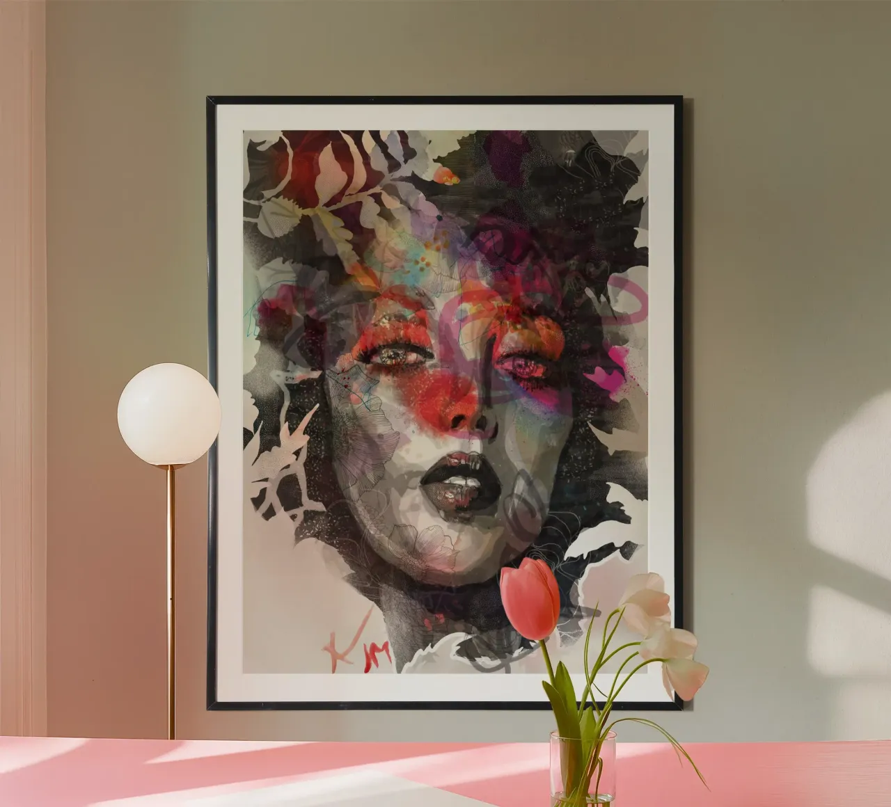 dramma floreale poster con telaio in plastica da Giulio Iurissevich