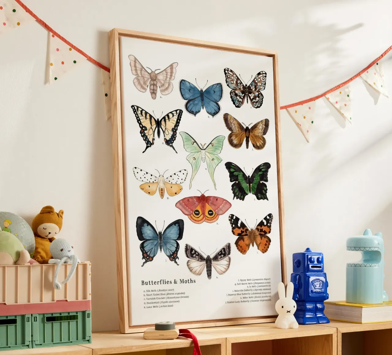 vlinders motten canvas met Baklijst van Amber Hughes