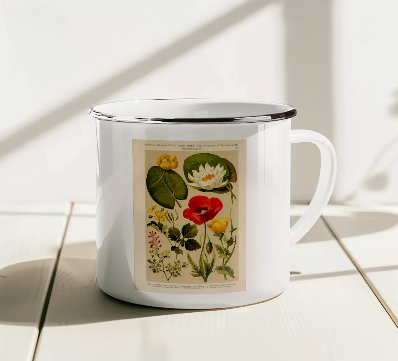 identificazione dei fiori etichettati tazza in smalto da Amber Hughes