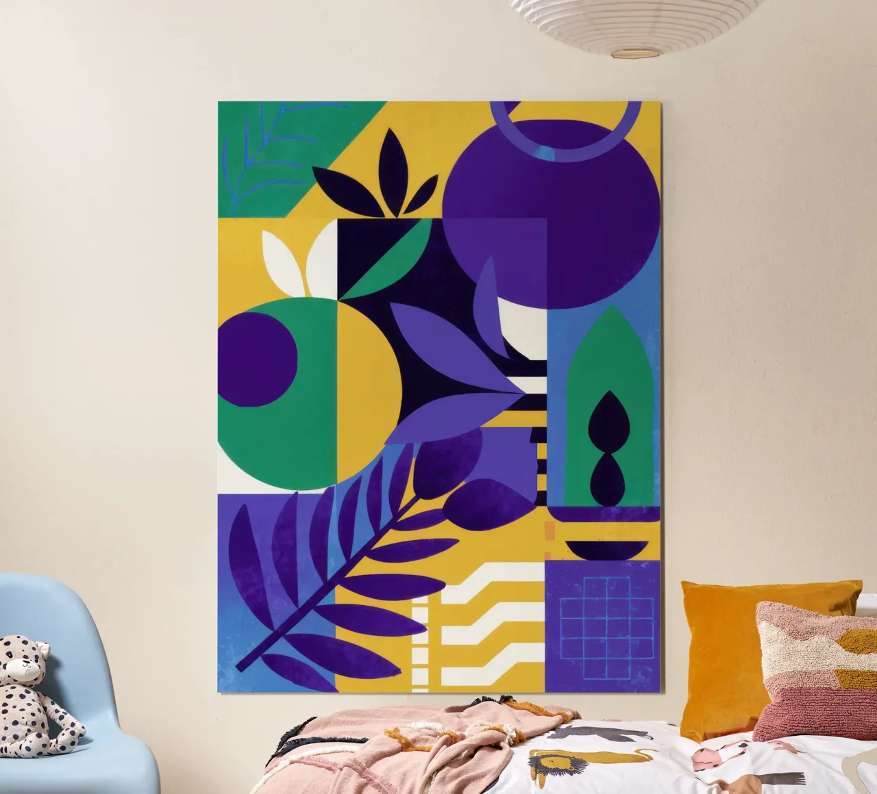 Giardino geometrico di mezzanotte poster con telaio in plastica da Scaller Stars