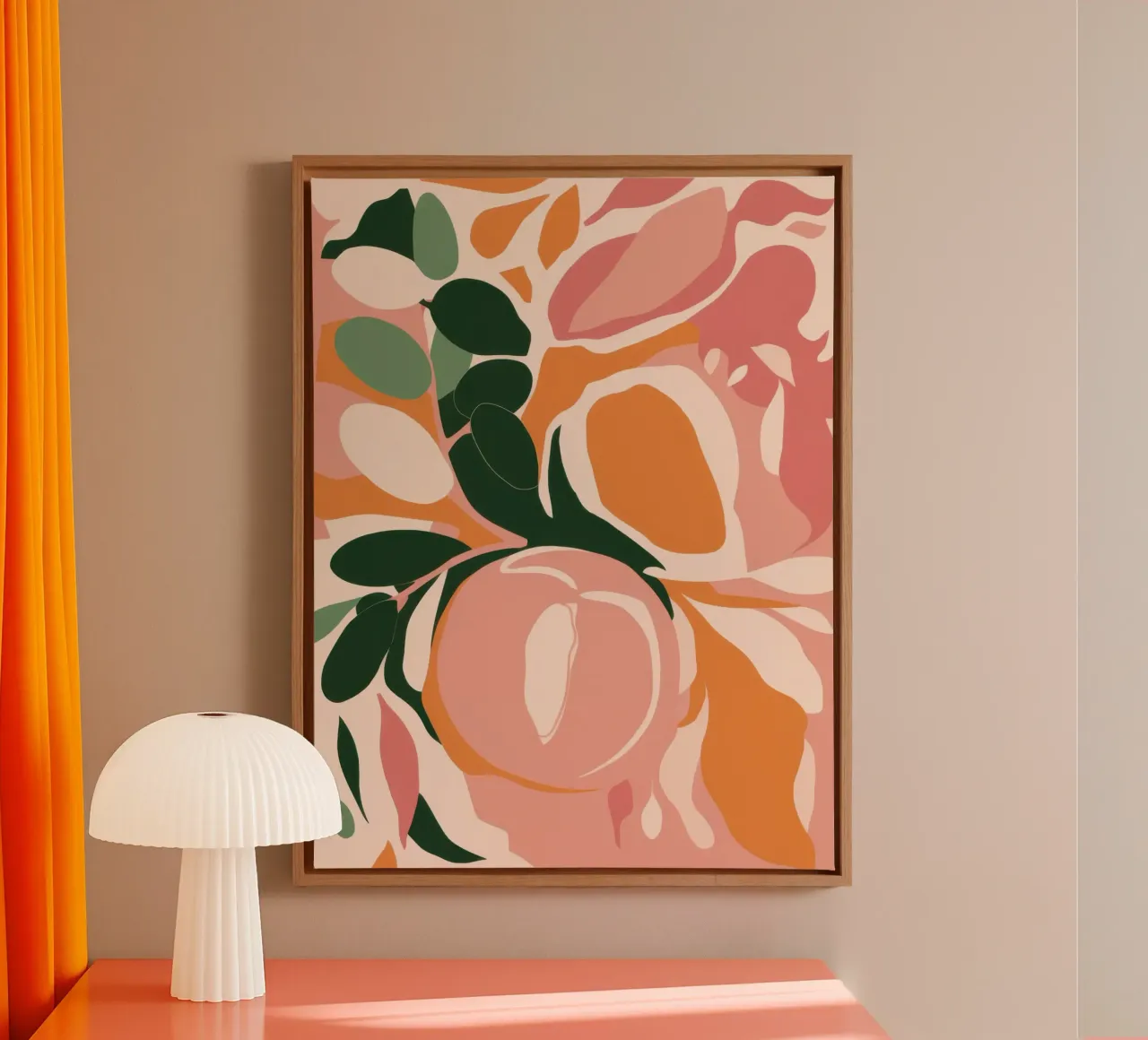 Summer Peach Pattern canvas with Floater frame by Scaller Stars