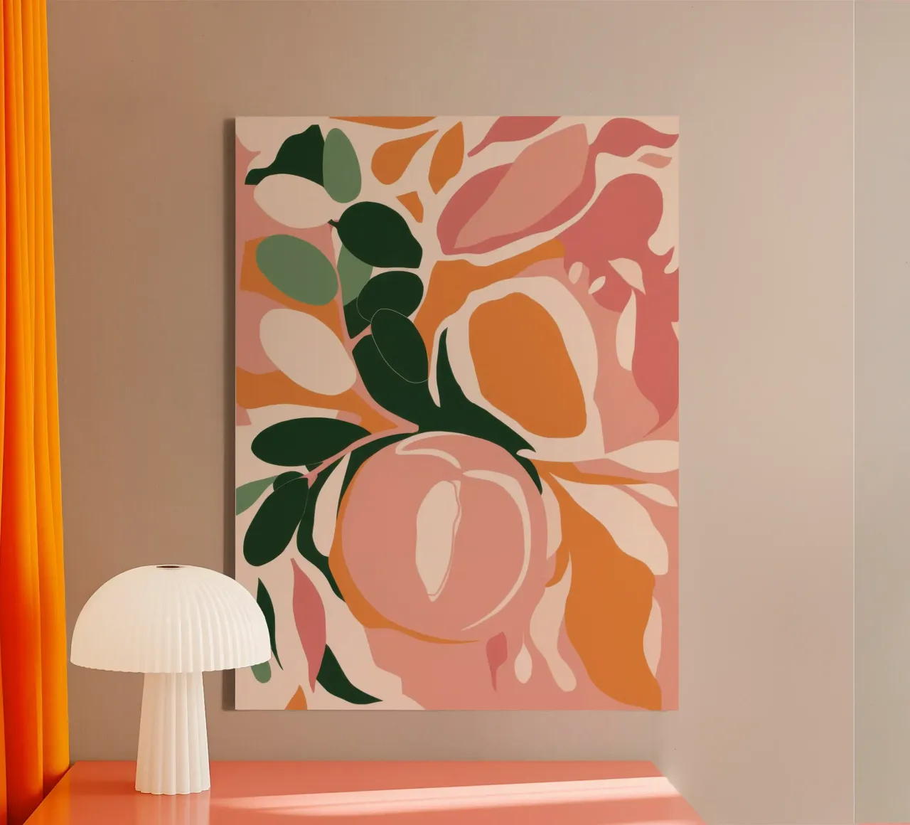 Summer Peach Pattern canvas with Floater frame by Scaller Stars