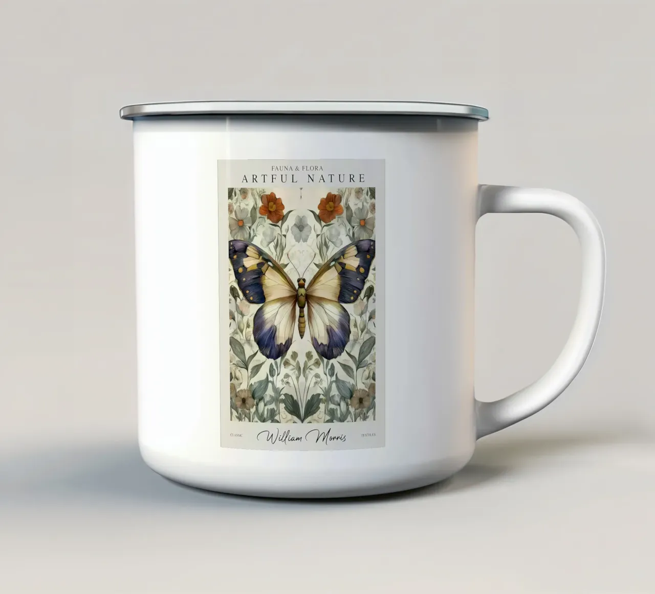 farfalla fiori insetti tazza in smalto da Amber Hughes