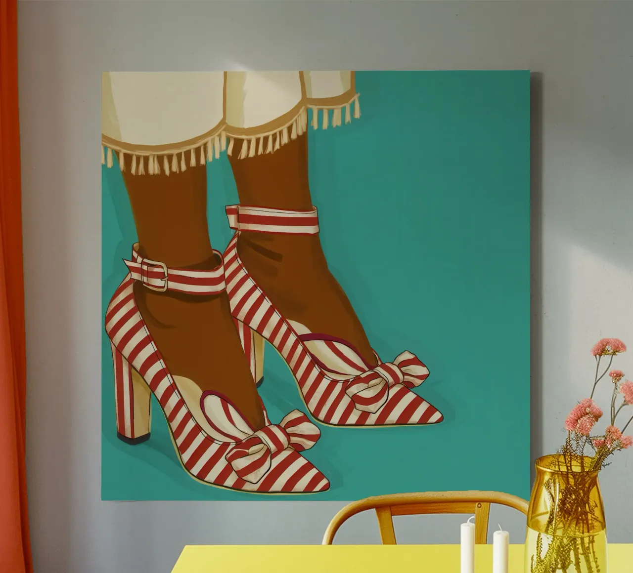 Candy Stripe Stride canvas met Baklijst van Nova Glaze