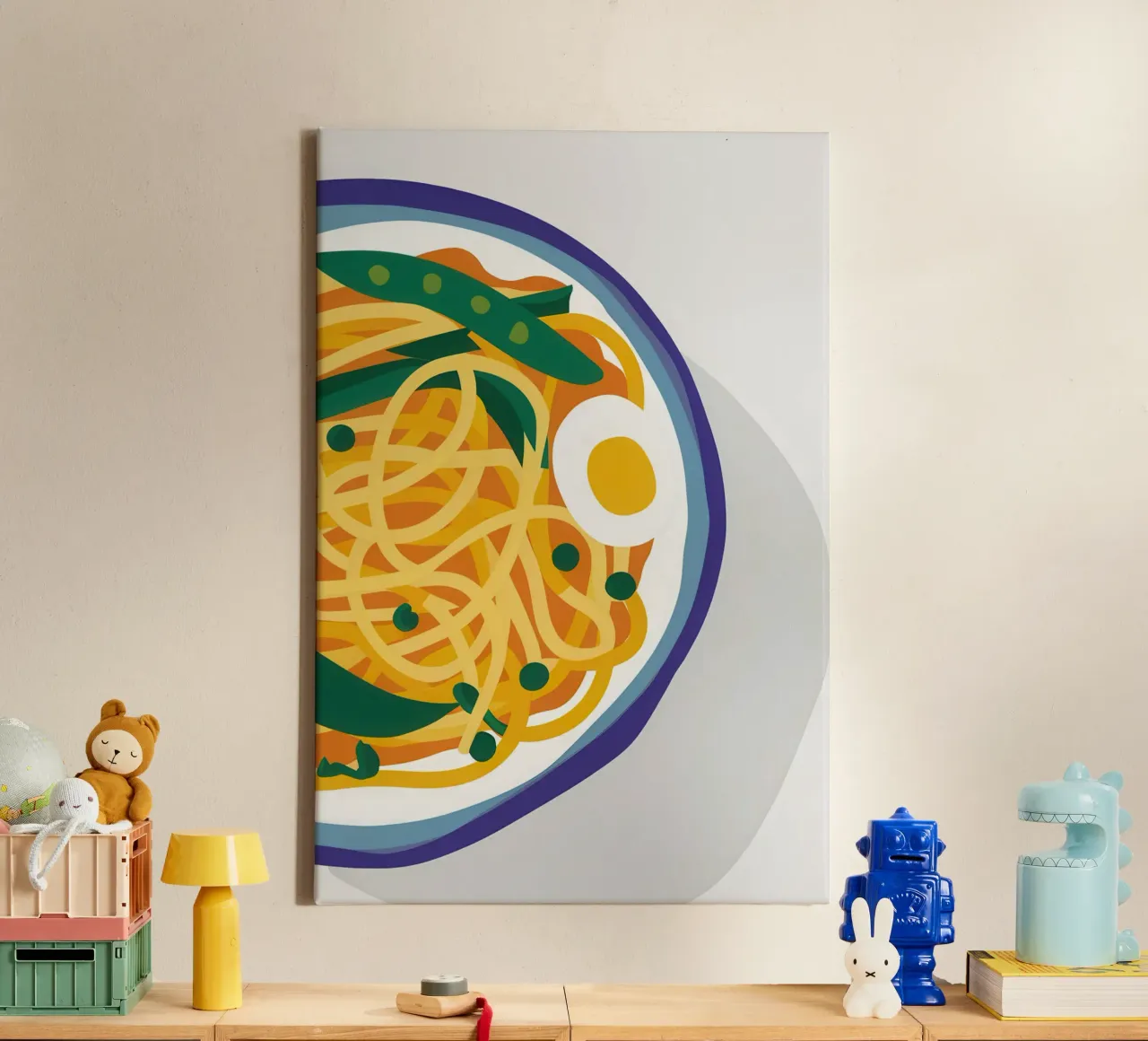 Minimalist Noodle Swirl canvas met Baklijst van Nova Glaze