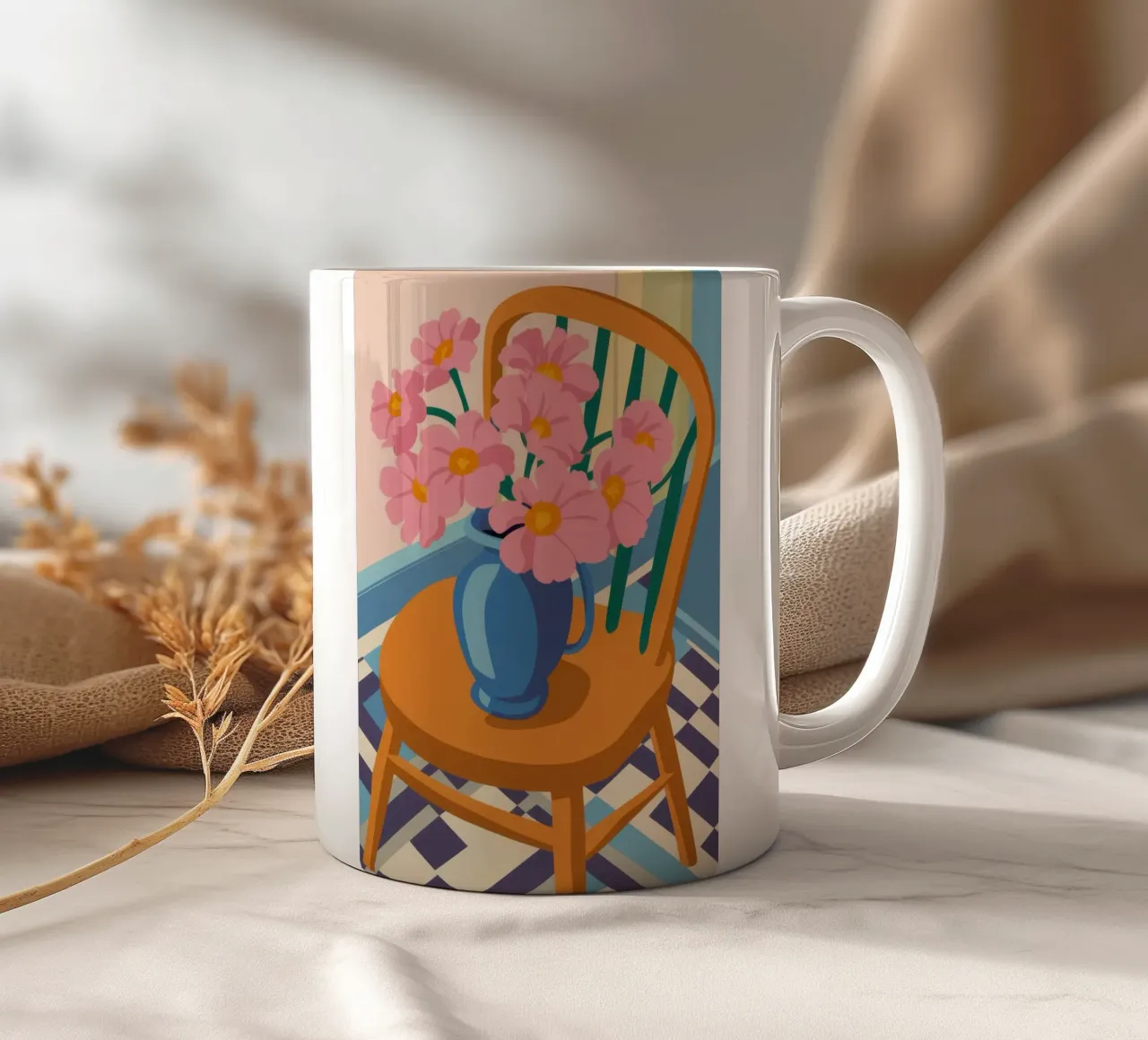 Quiete floreale di pesca tazza in ceramica da Nova Glaze