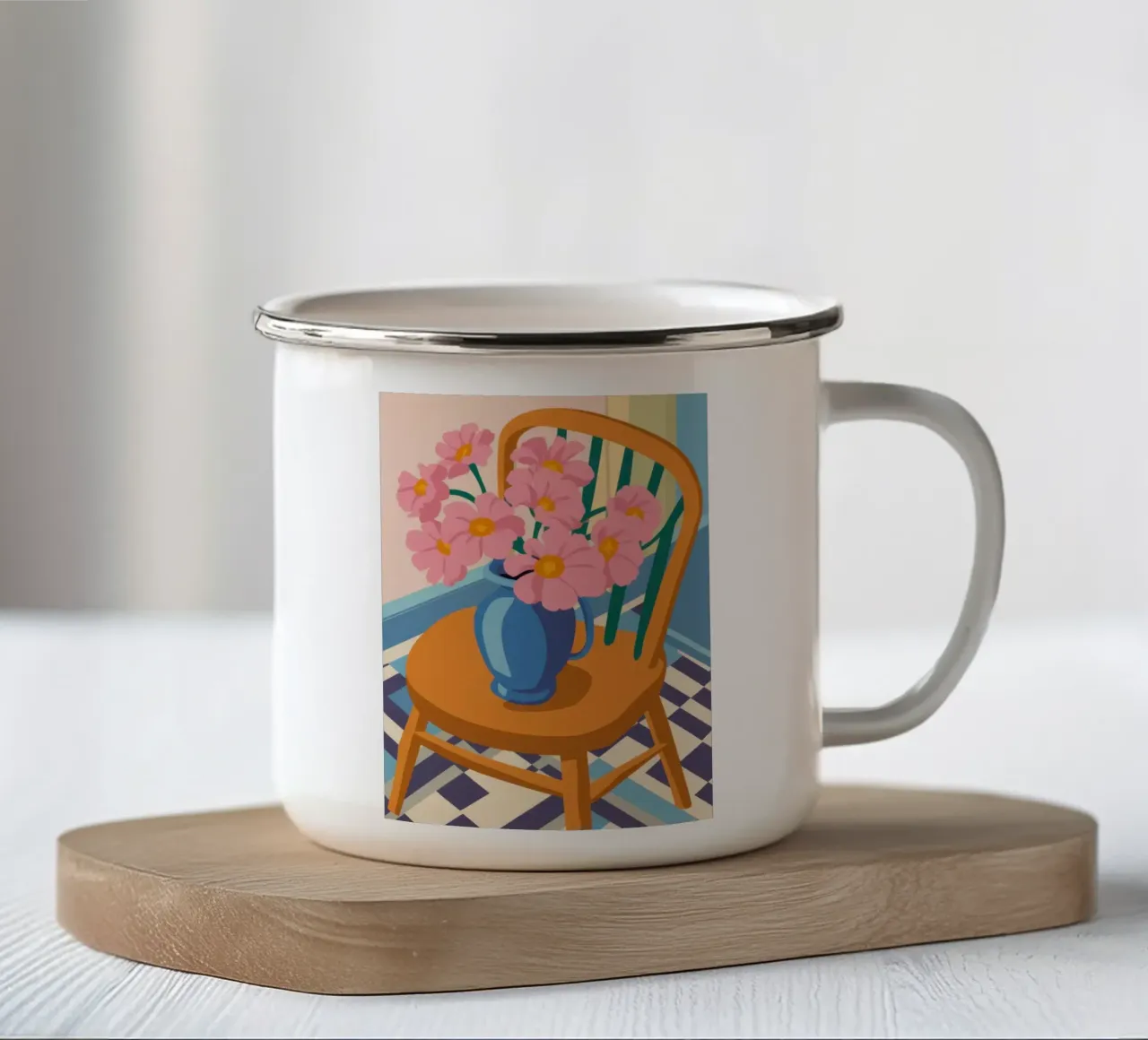 Quiete floreale di pesca tazza in smalto da Nova Glaze