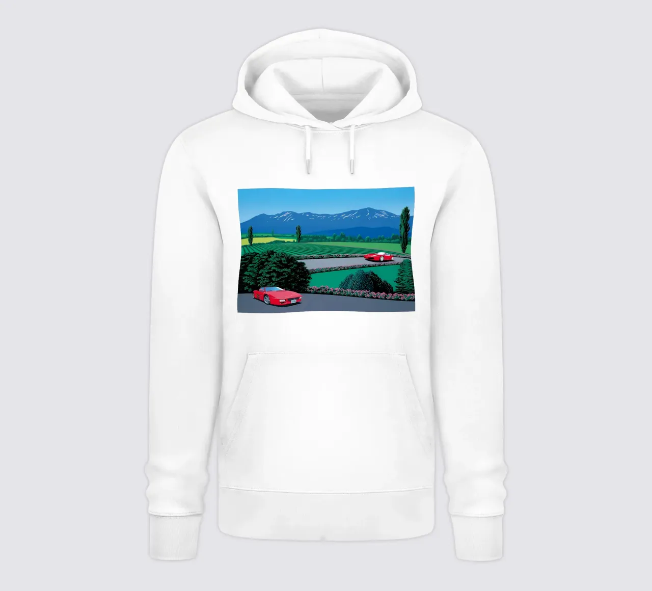 Due auto rosse felpa con cappuccio da Art In The Sky