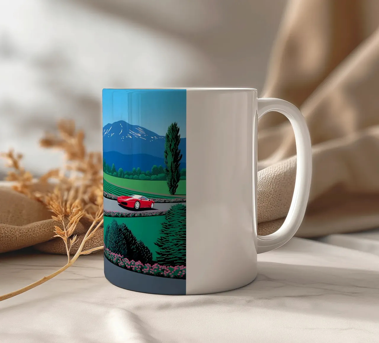 Due auto rosse tazza in ceramica da Art In The Sky