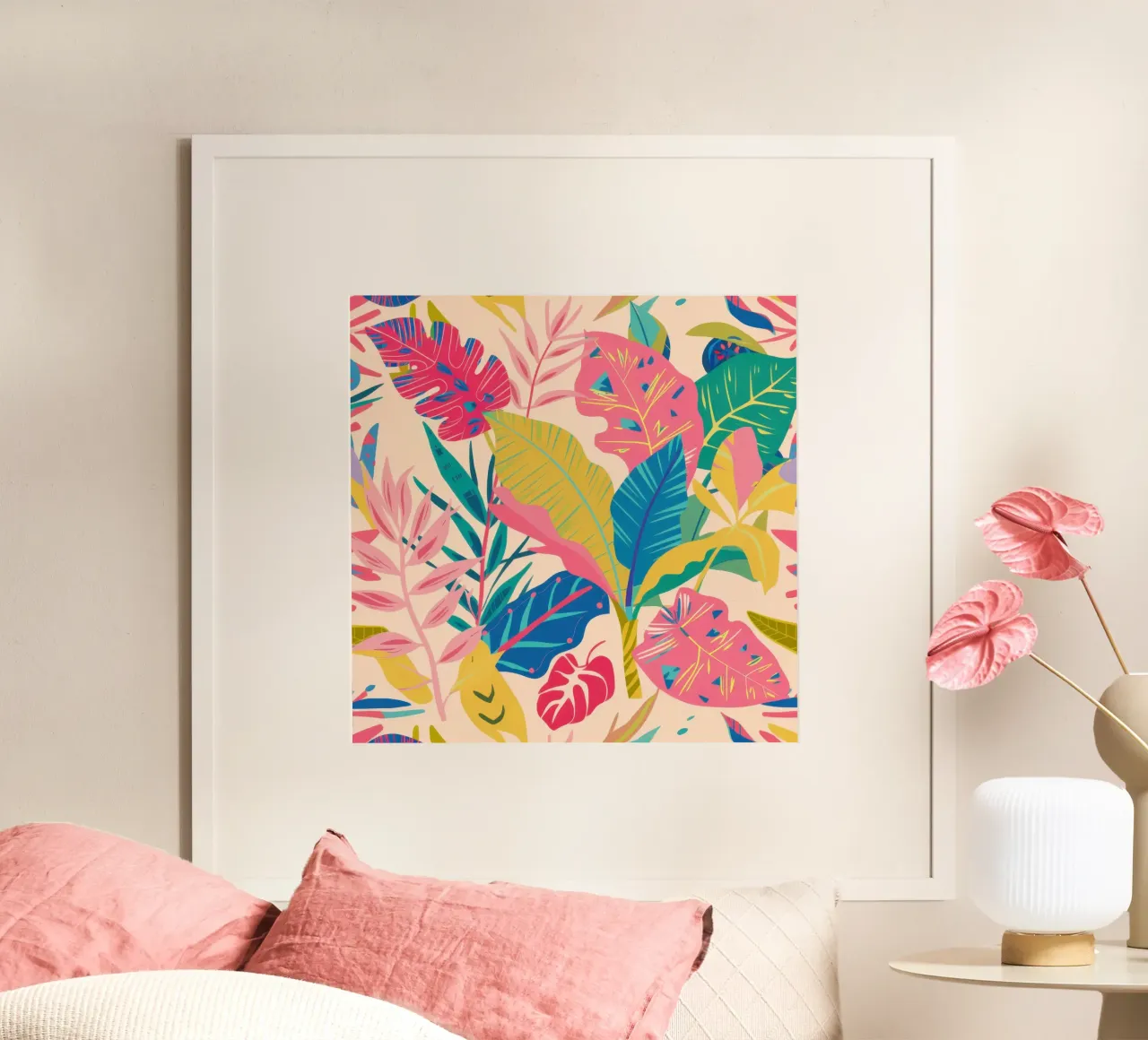 Roseate Jungle Haze poster con telaio in plastica da Snow Mist