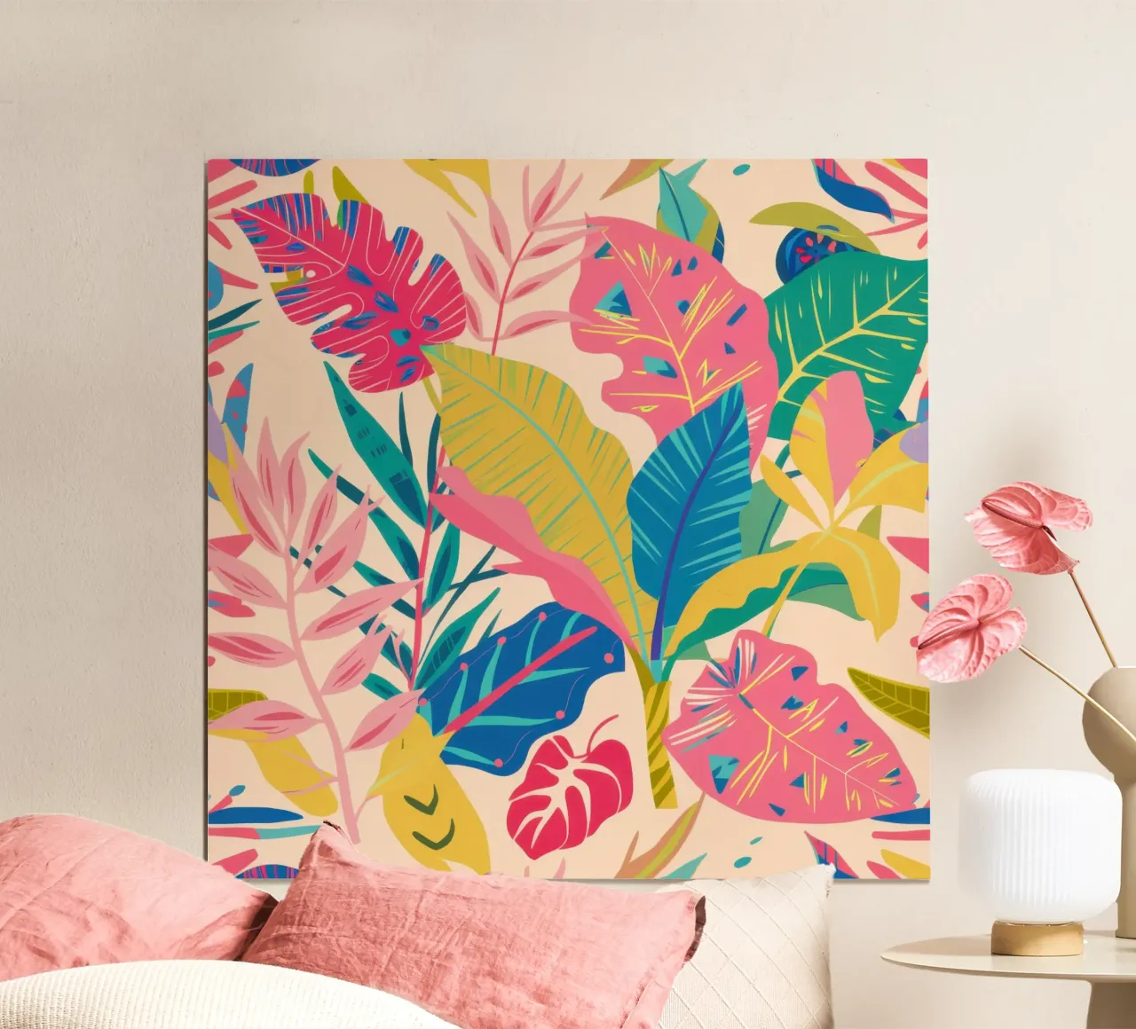 Roseate Jungle Haze poster con telaio in plastica da Snow Mist