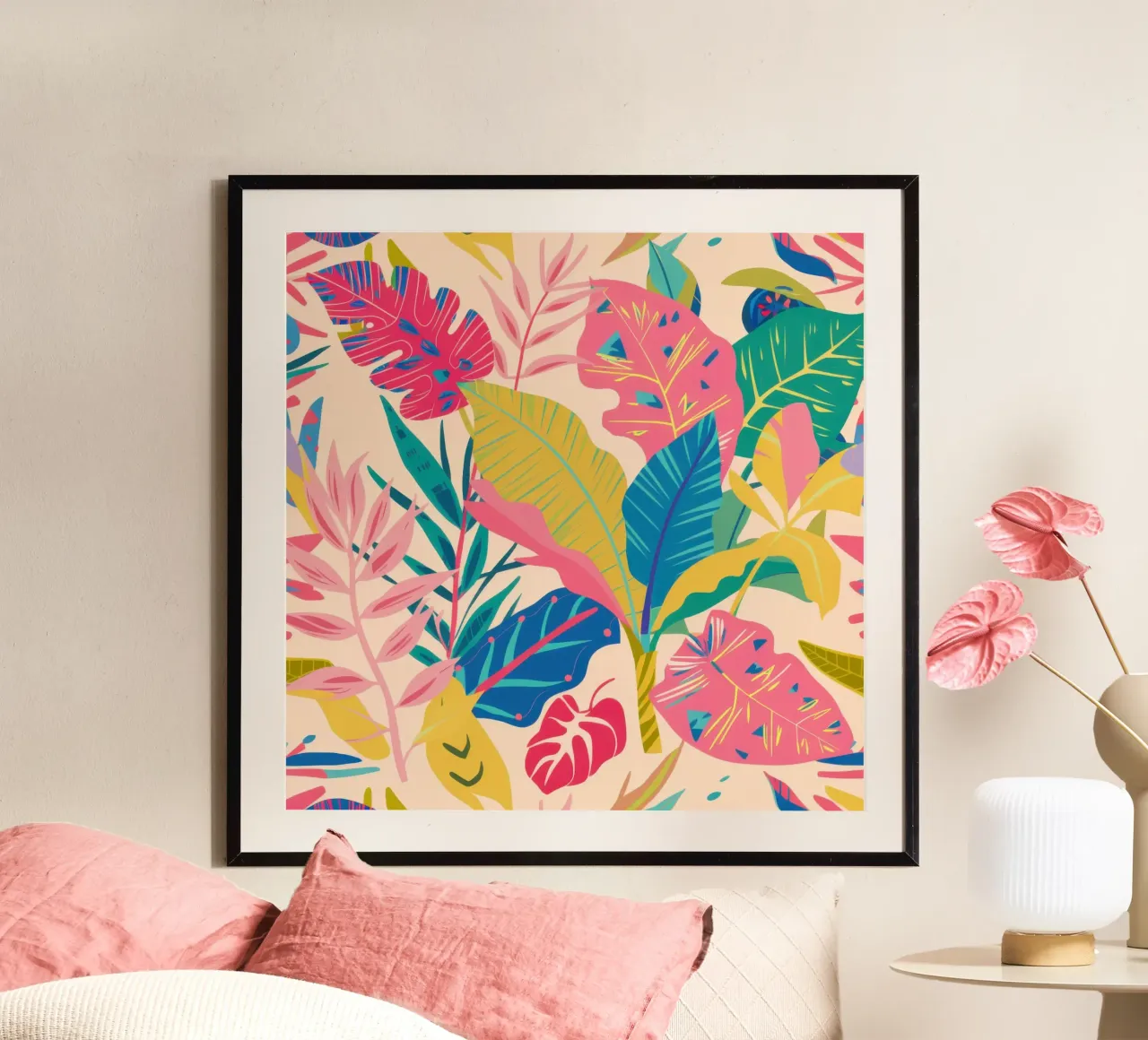 Roseate Jungle Haze poster con telaio in plastica da Snow Mist