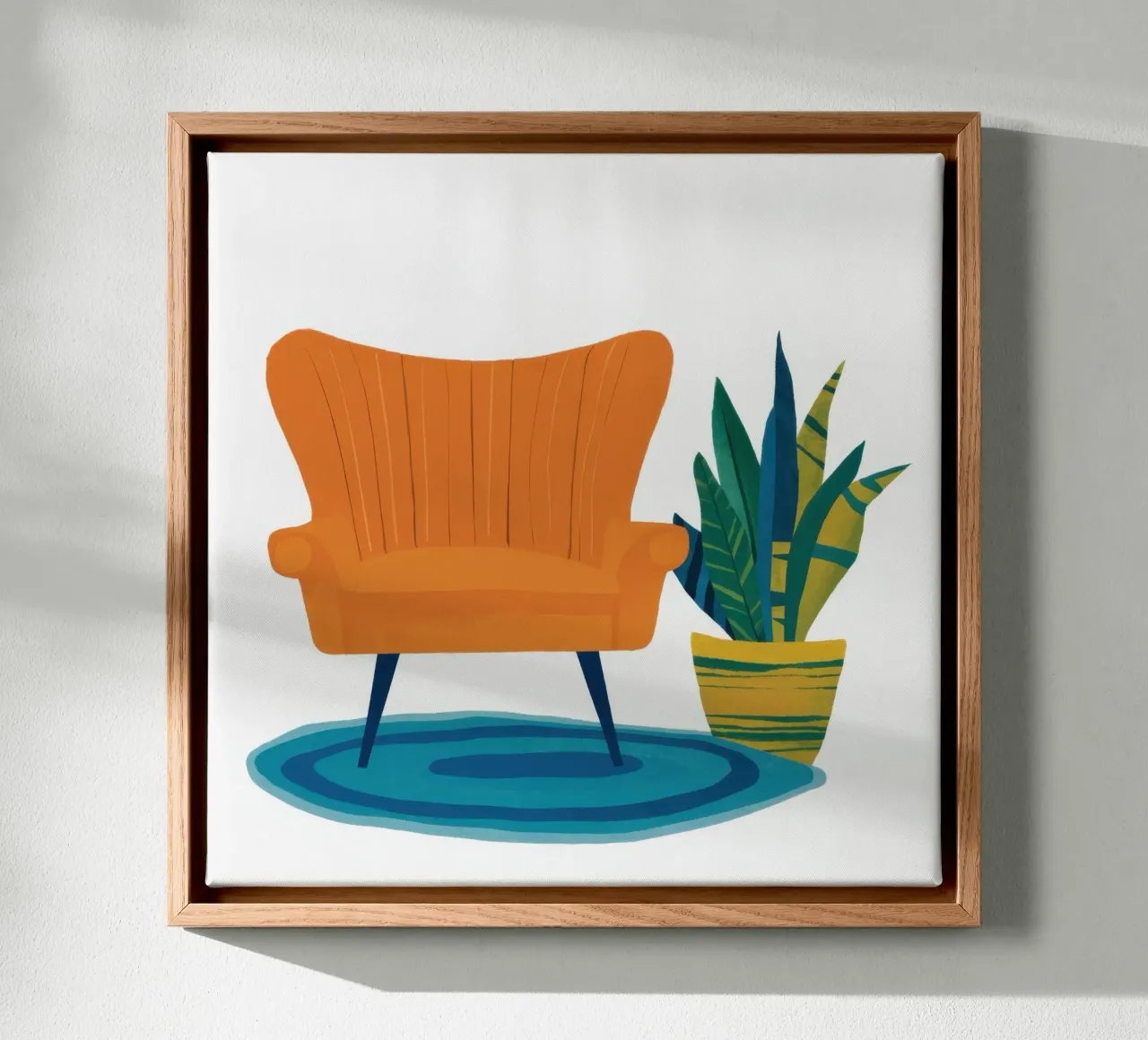 Poltrona arancione Comfort tela con Cornice a cassetta da Nova Glaze