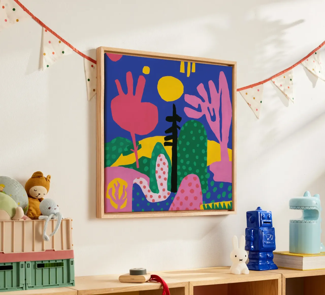Speelse vorm Landschap canvas met Baklijst van Scaller Stars