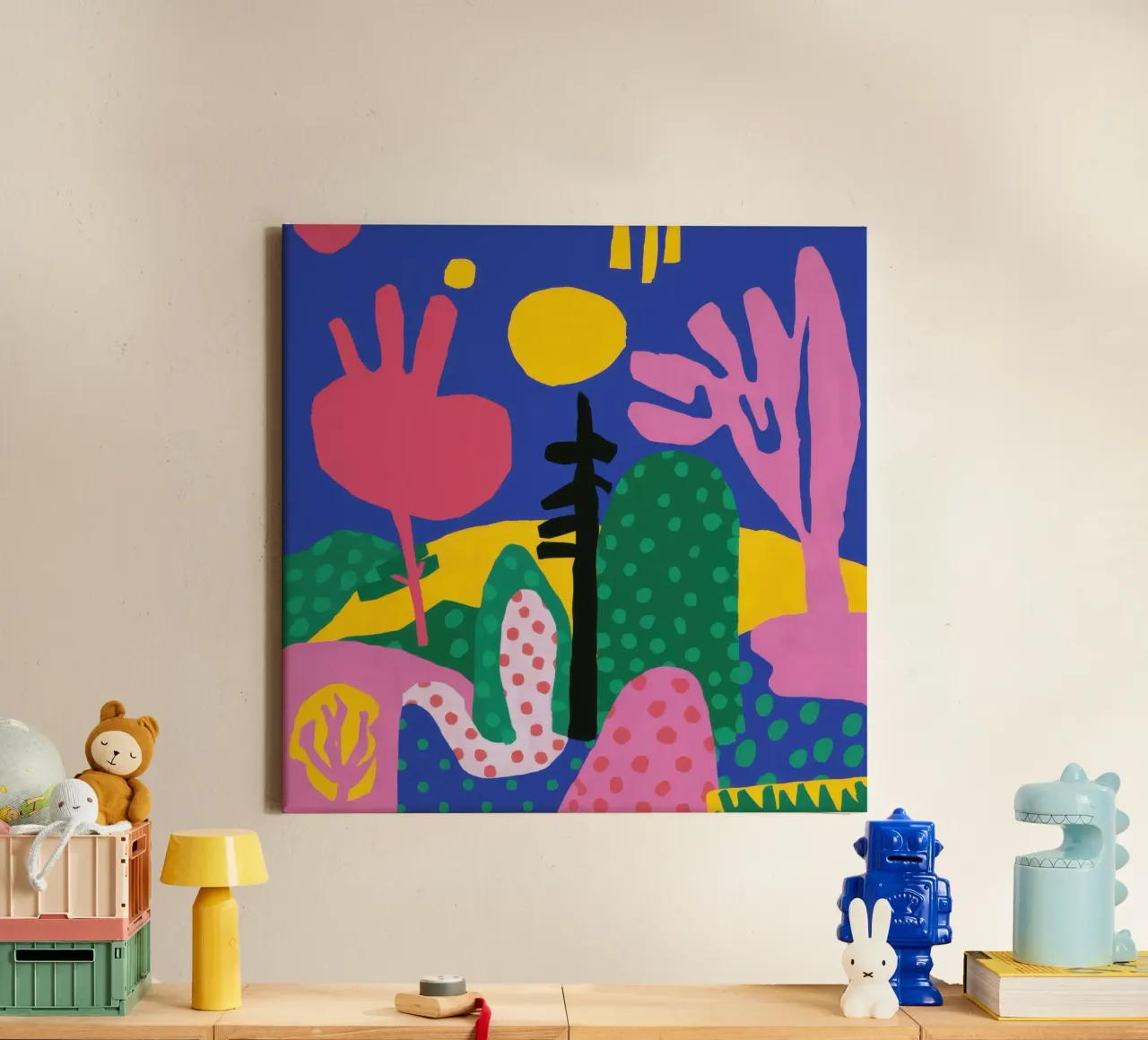 Speelse vorm Landschap canvas met Baklijst van Scaller Stars