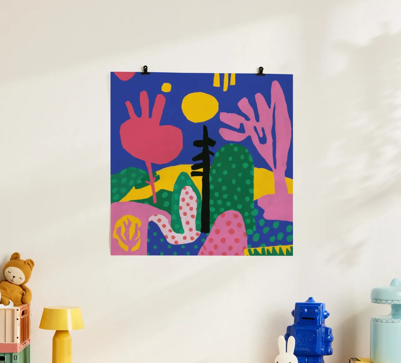 Paesaggio dalle forme giocose poster con telaio in alluminio da Scaller Stars
