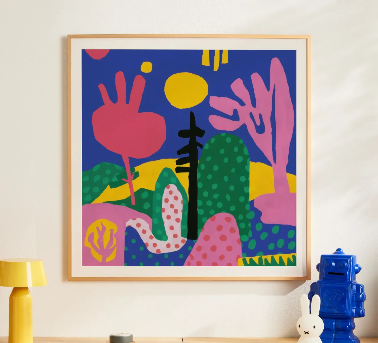 Paesaggio dalle forme giocose poster con telaio in alluminio da Scaller Stars