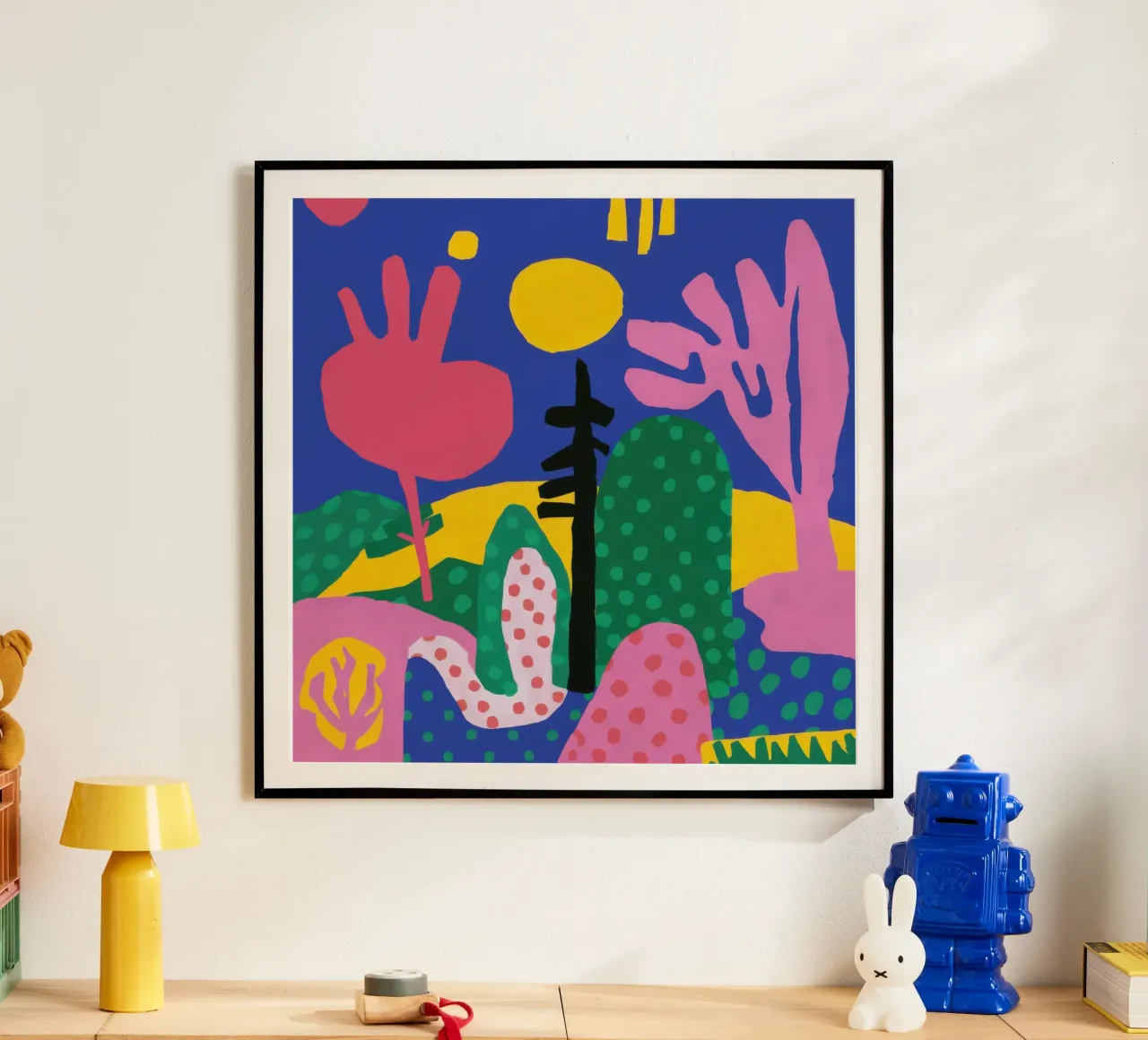 Paesaggio dalle forme giocose poster con telaio in alluminio da Scaller Stars