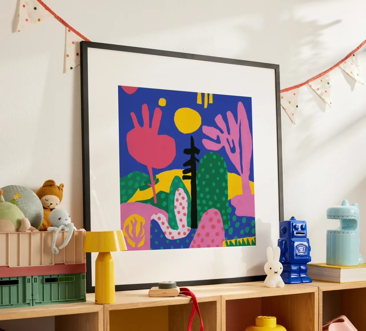 Paesaggio dalle forme giocose poster con telaio in alluminio da Scaller Stars
