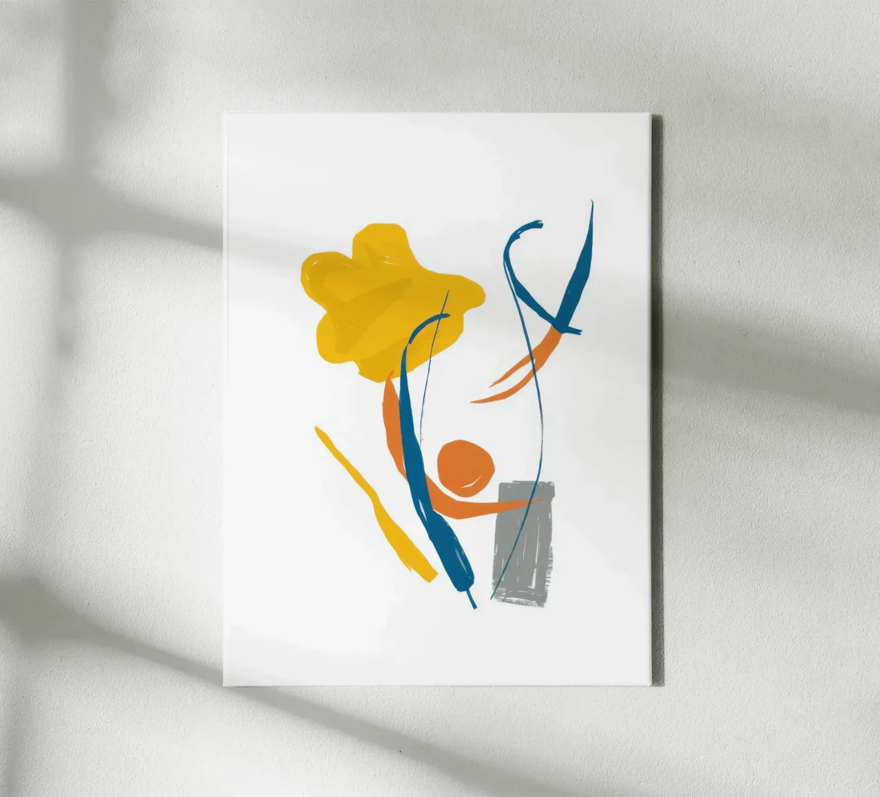 Golden Abstract Figure canvas with Floater frame by Snow Mist