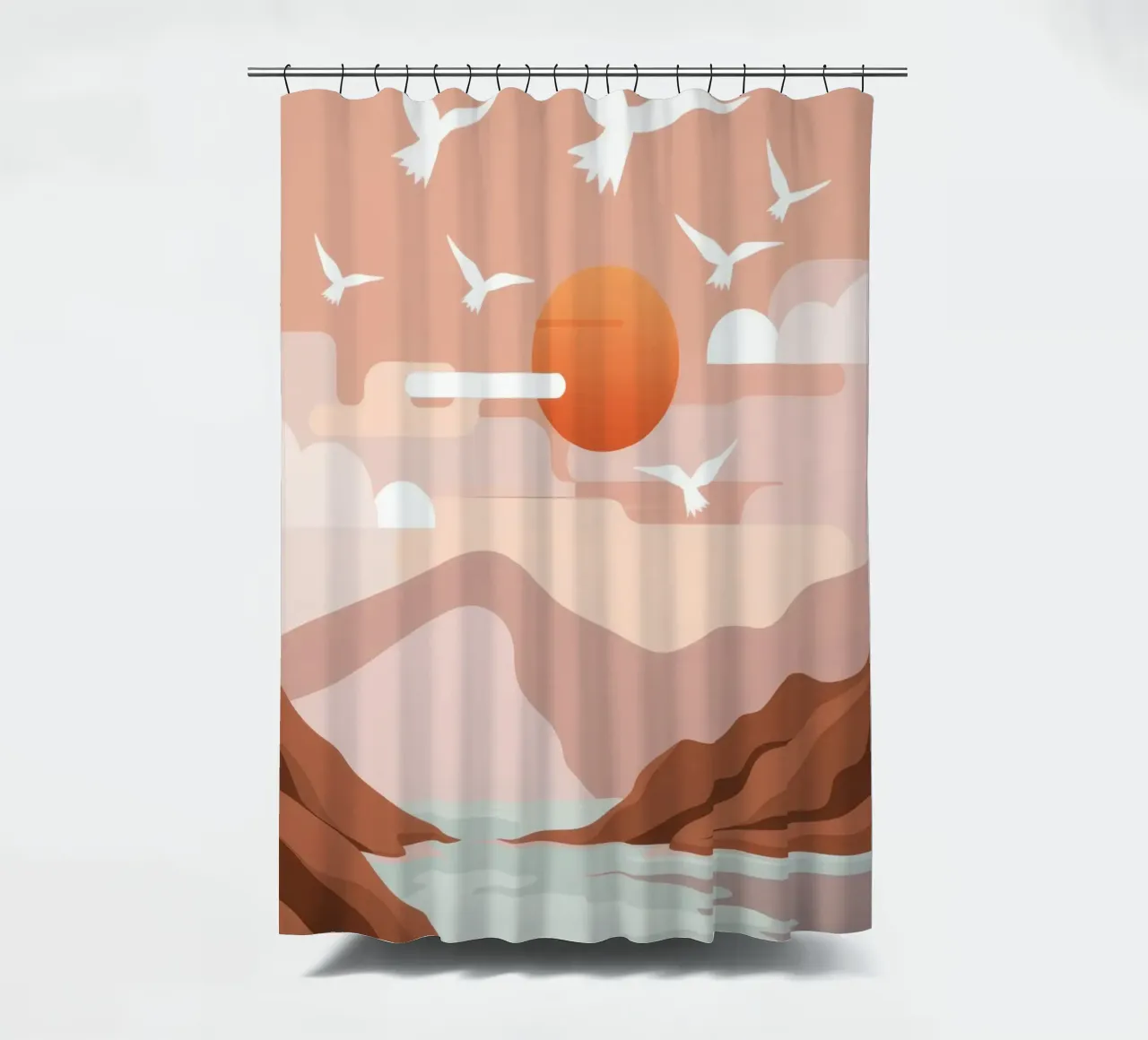 Zeemeeuwen bij zonsondergang douchegordijn van Nova Glaze