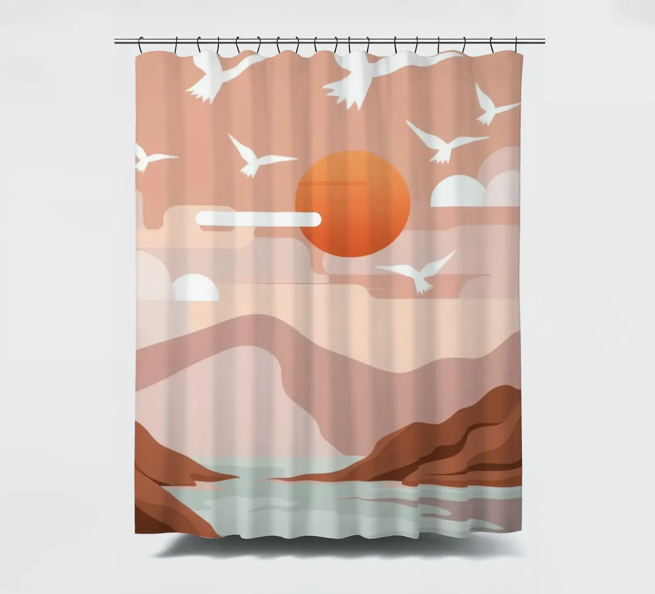 Zeemeeuwen bij zonsondergang douchegordijn van Nova Glaze