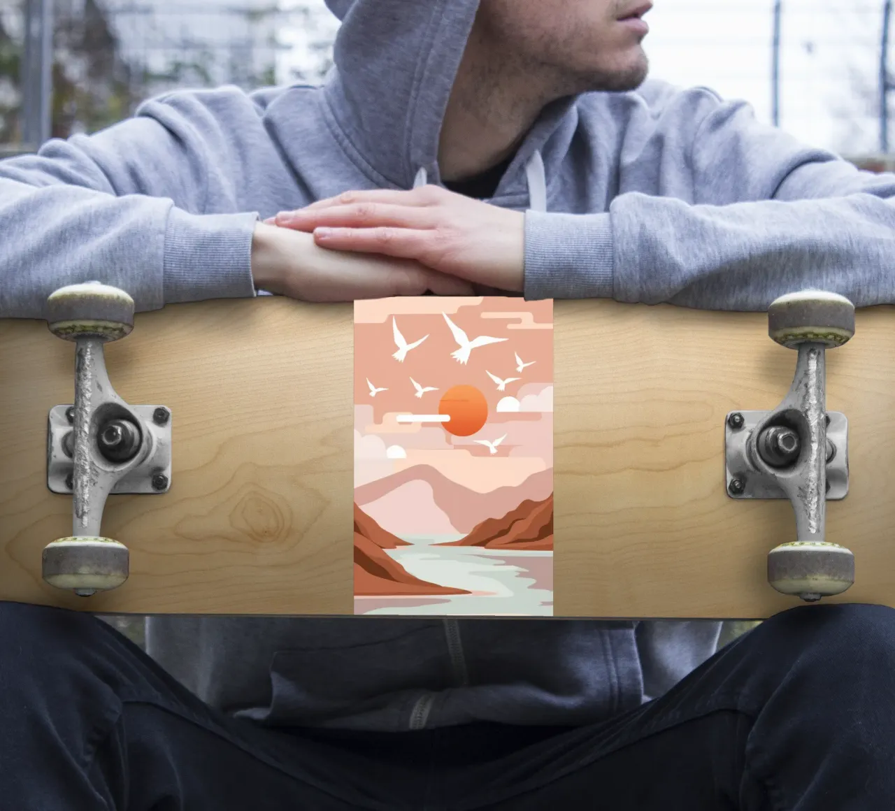 Zeemeeuwen bij zonsondergang sticker van Nova Glaze