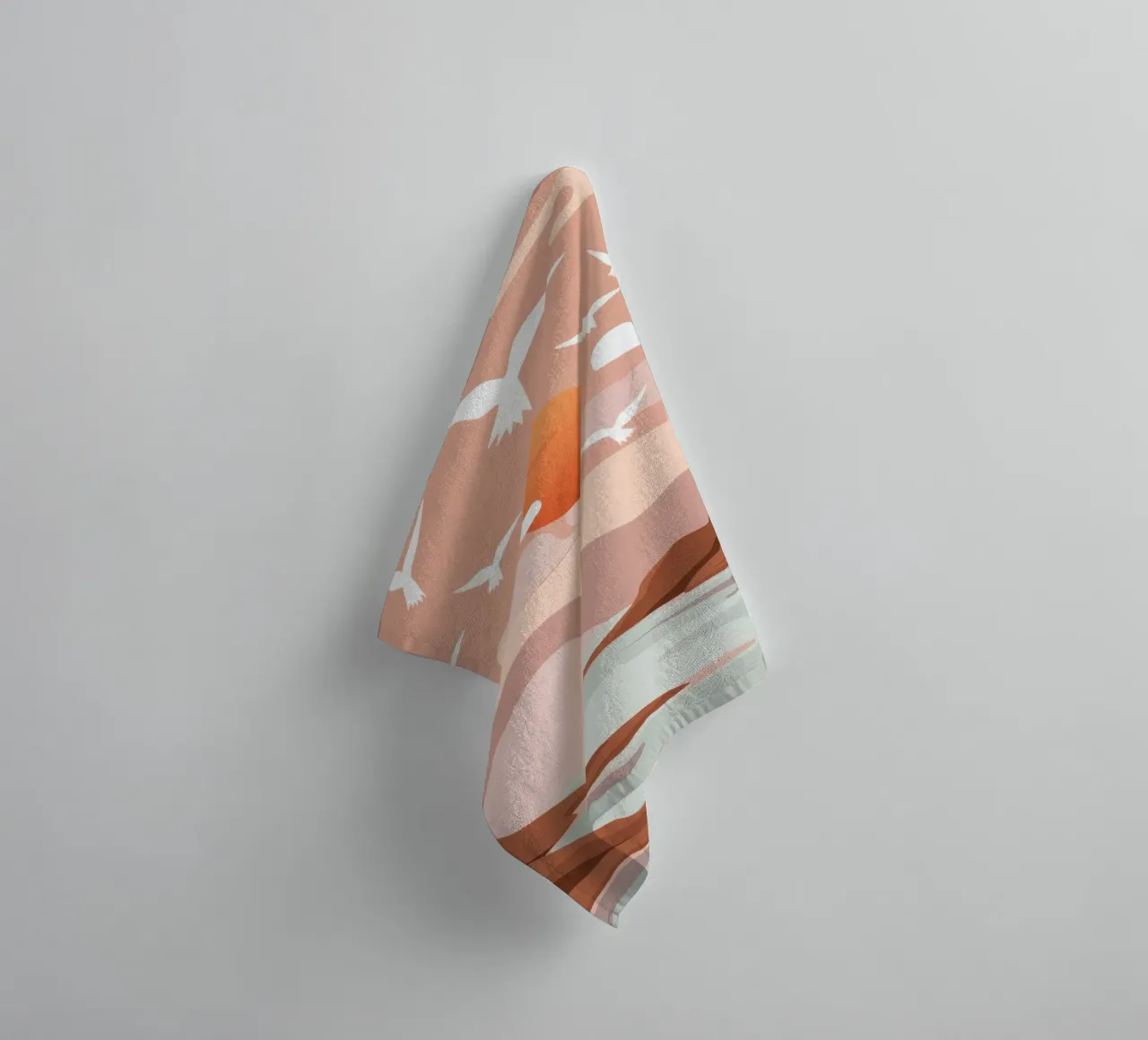 Zeemeeuwen bij zonsondergang badhanddoek van Nova Glaze