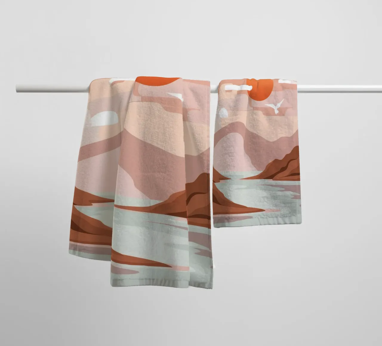 Zeemeeuwen bij zonsondergang badhanddoek van Nova Glaze