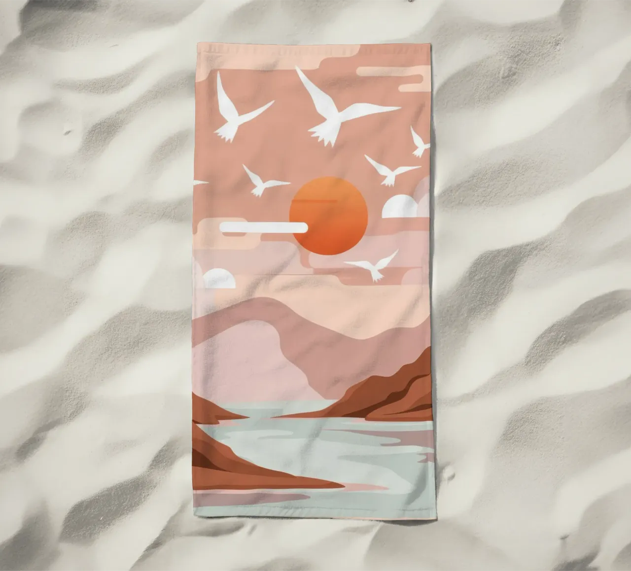 Zeemeeuwen bij zonsondergang strandhanddoek van Nova Glaze