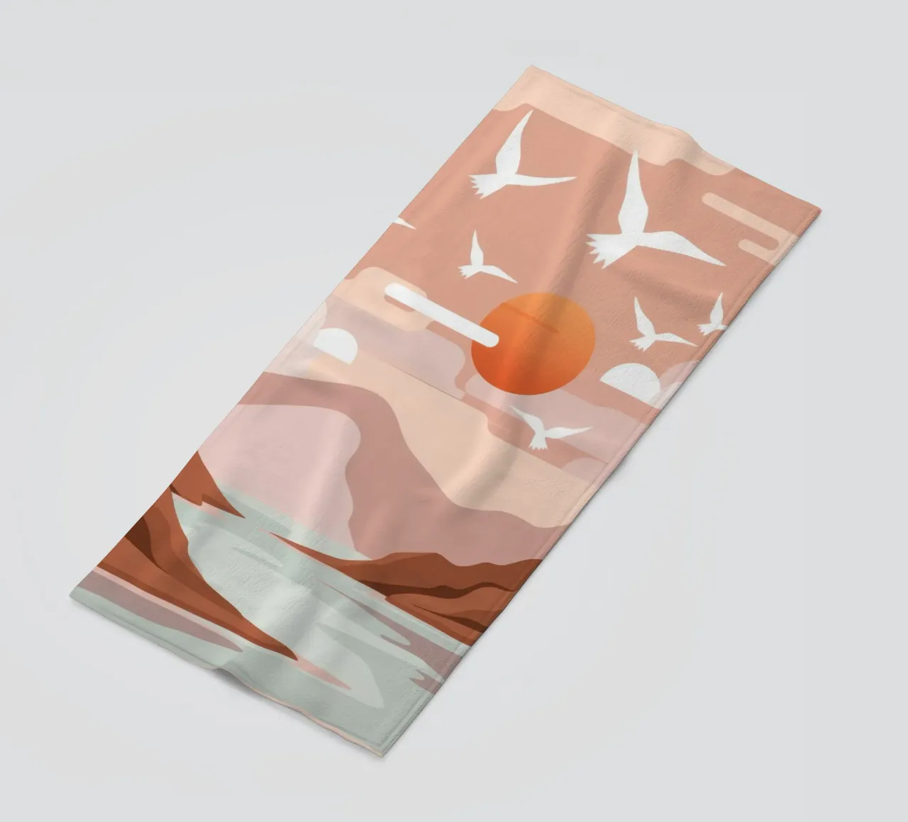 Zeemeeuwen bij zonsondergang strandhanddoek van Nova Glaze