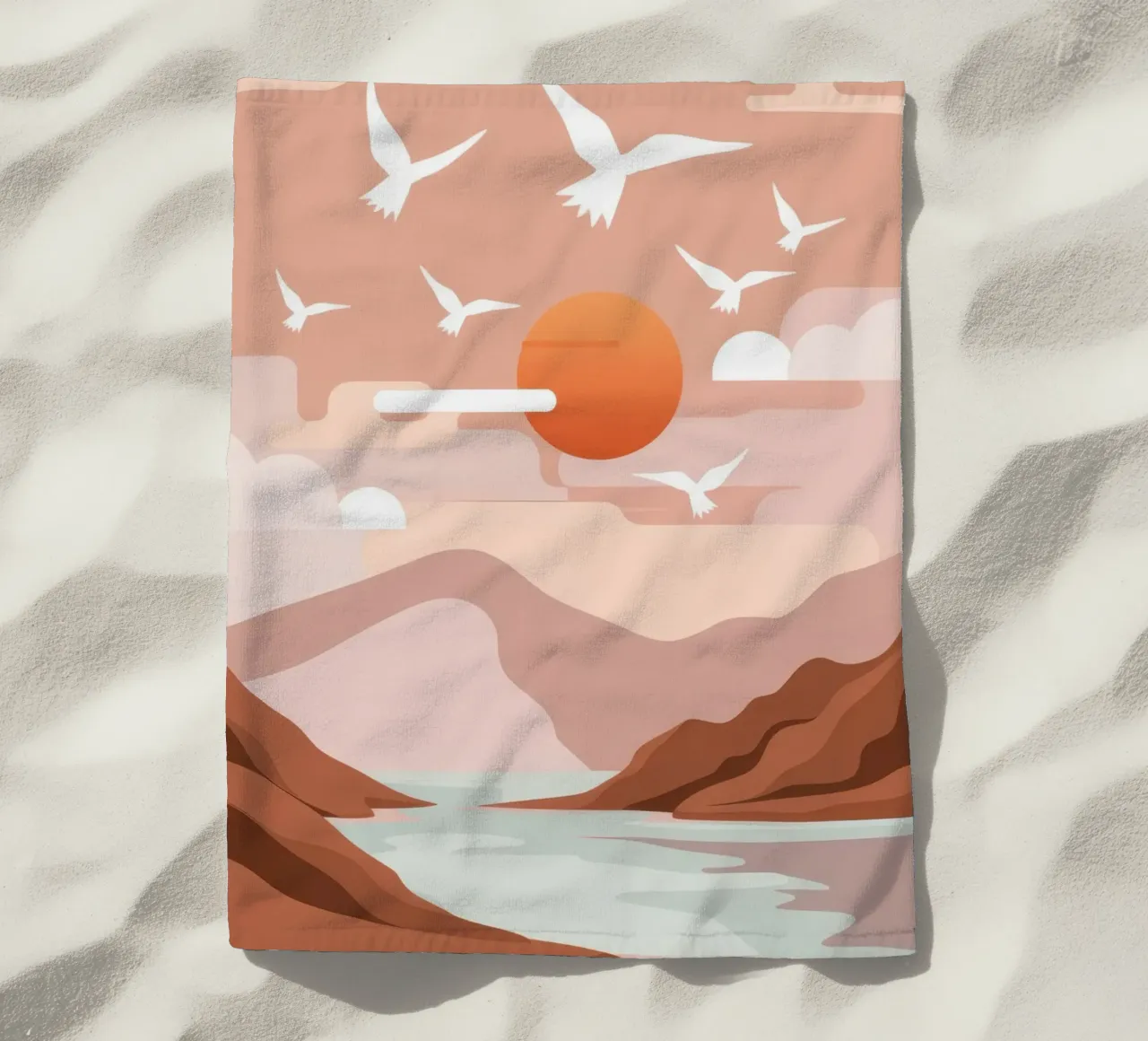 Zeemeeuwen bij zonsondergang strandhanddoek van Nova Glaze