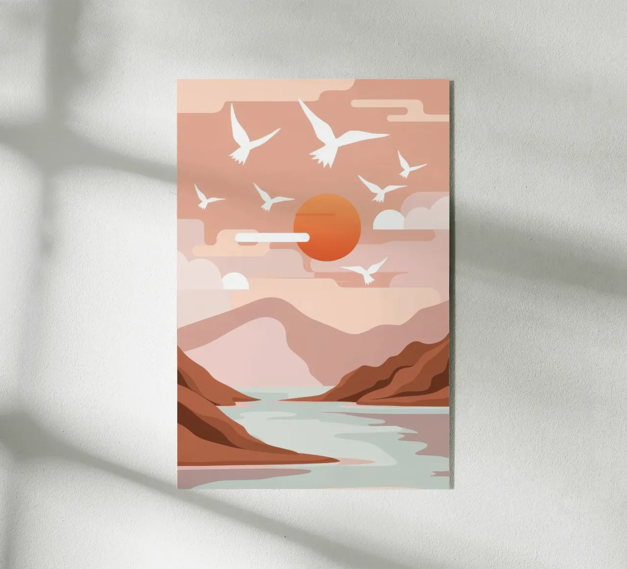 Zeemeeuwen bij zonsondergang acryl van Nova Glaze