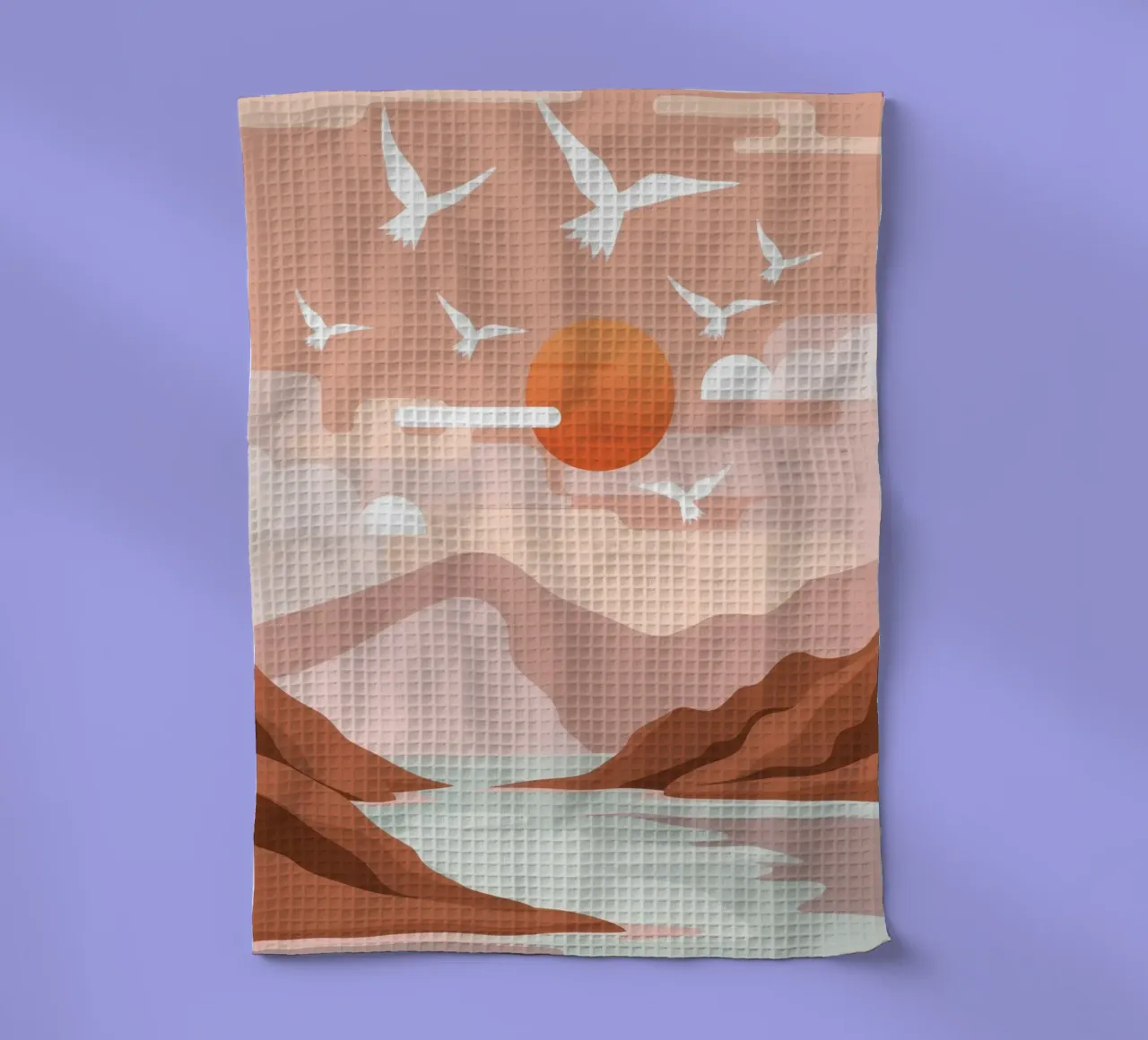 Zeemeeuwen bij zonsondergang theedoek van Nova Glaze