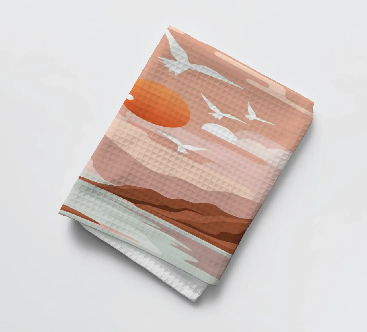 Zeemeeuwen bij zonsondergang theedoek van Nova Glaze