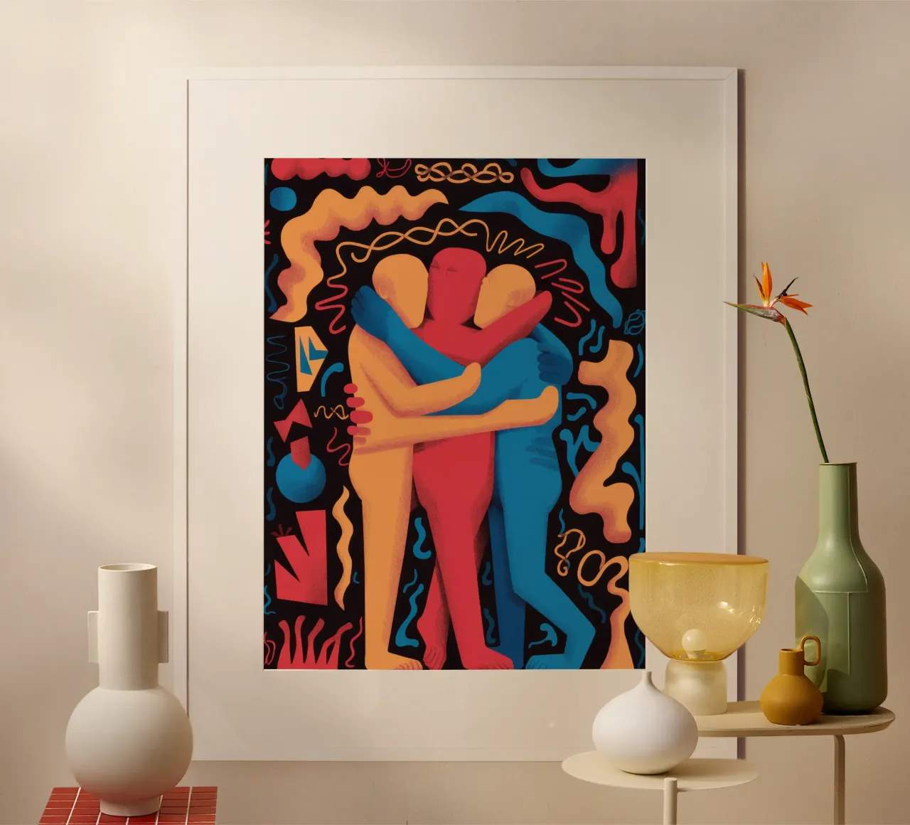 Abbraccio d'amore cromatico poster con telaio in plastica da Scaller Stars