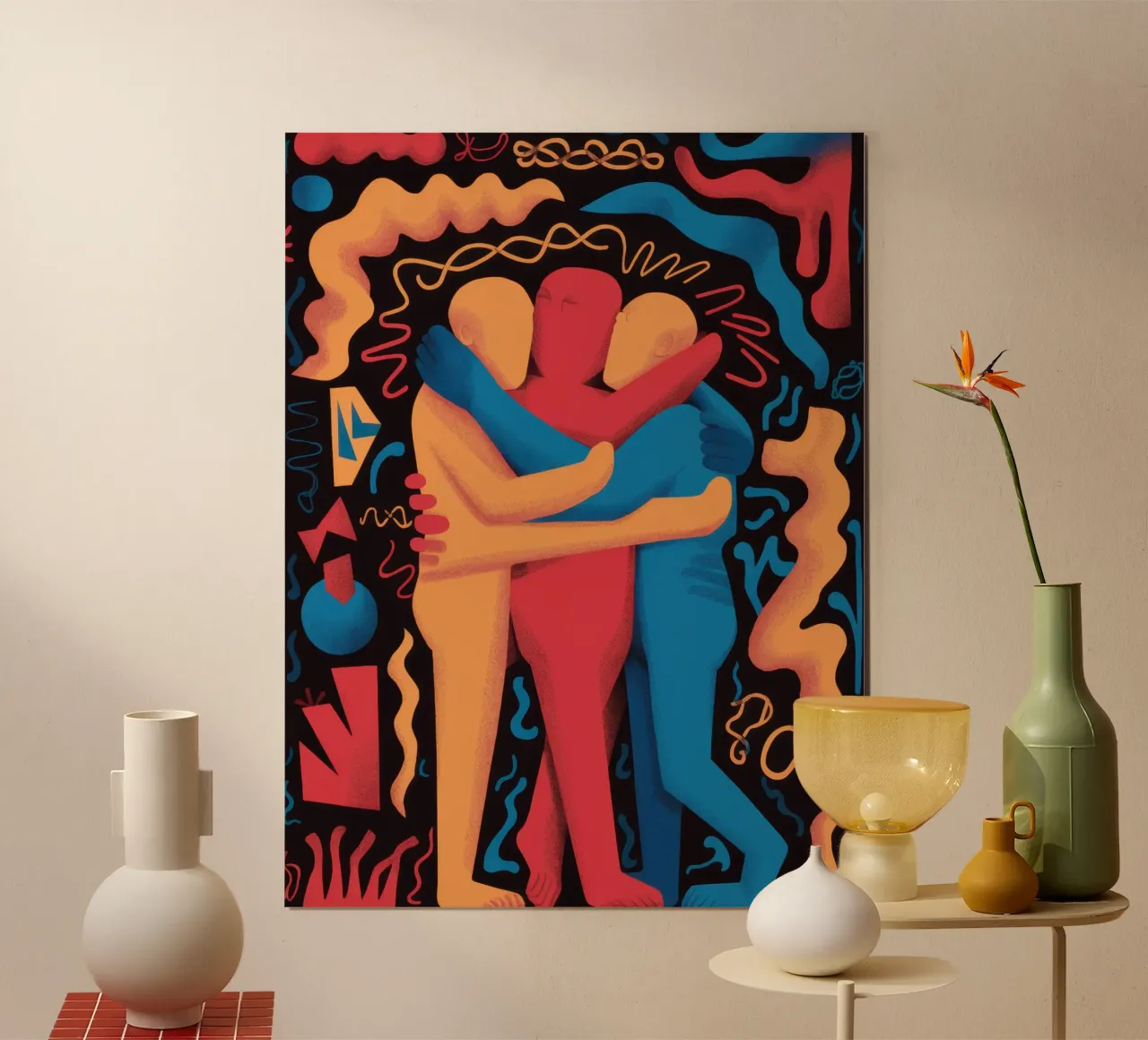 Abbraccio d'amore cromatico poster con telaio in plastica da Scaller Stars