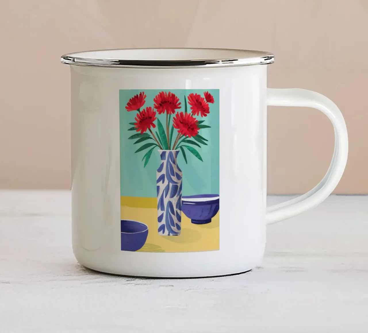 Garofano cremisi Grace tazza in smalto da Nova Glaze