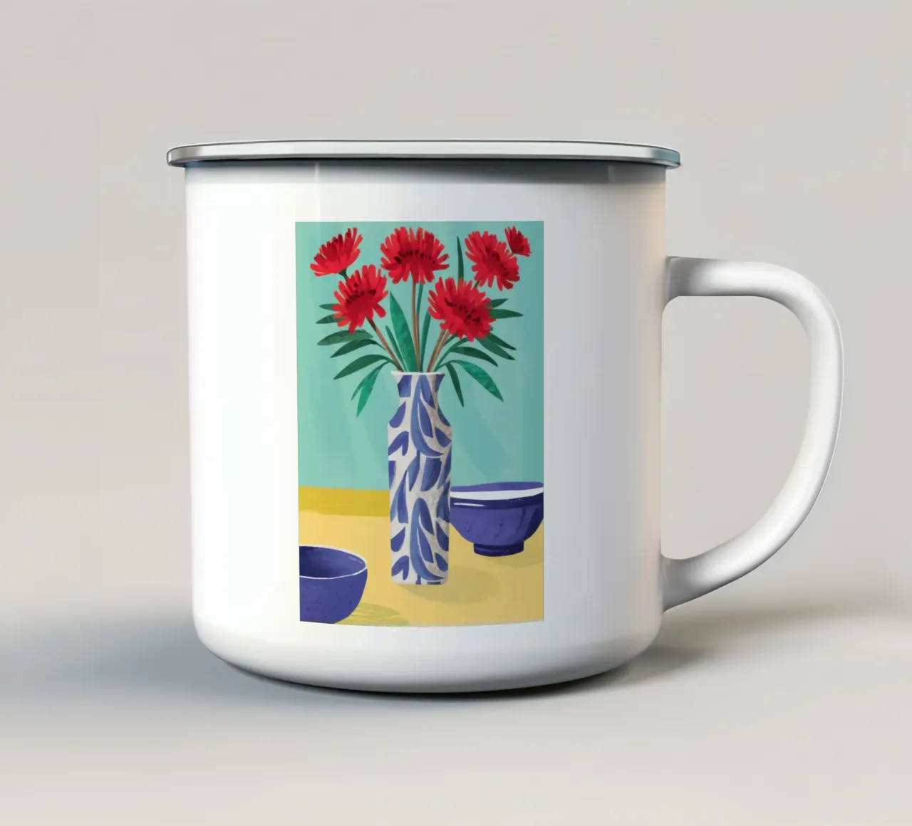 Garofano cremisi Grace tazza in smalto da Nova Glaze