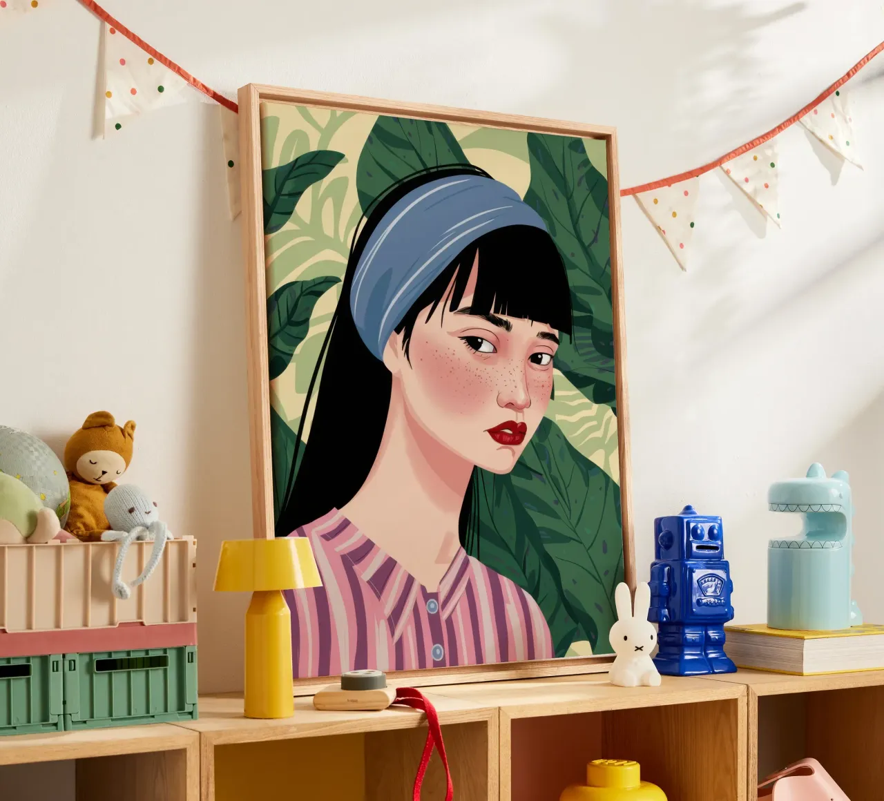 Zachte blik in groen canvas met Baklijst van Scaller Stars