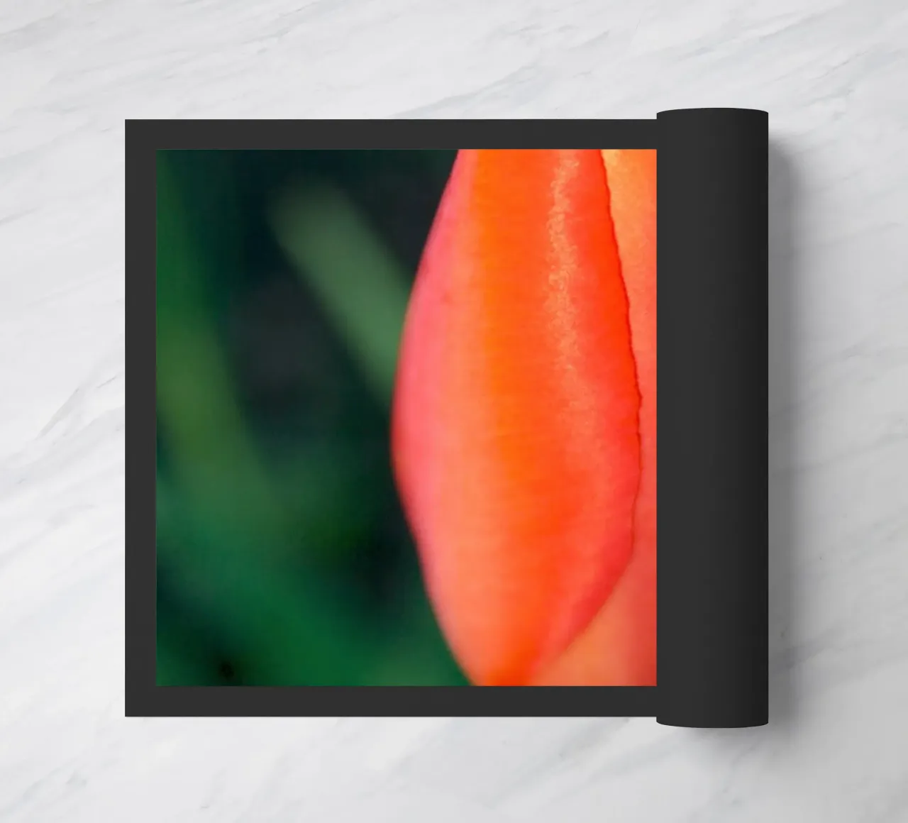 Red Tulip Unfolding – Minimal Botanical Close-Up doormat by jay
